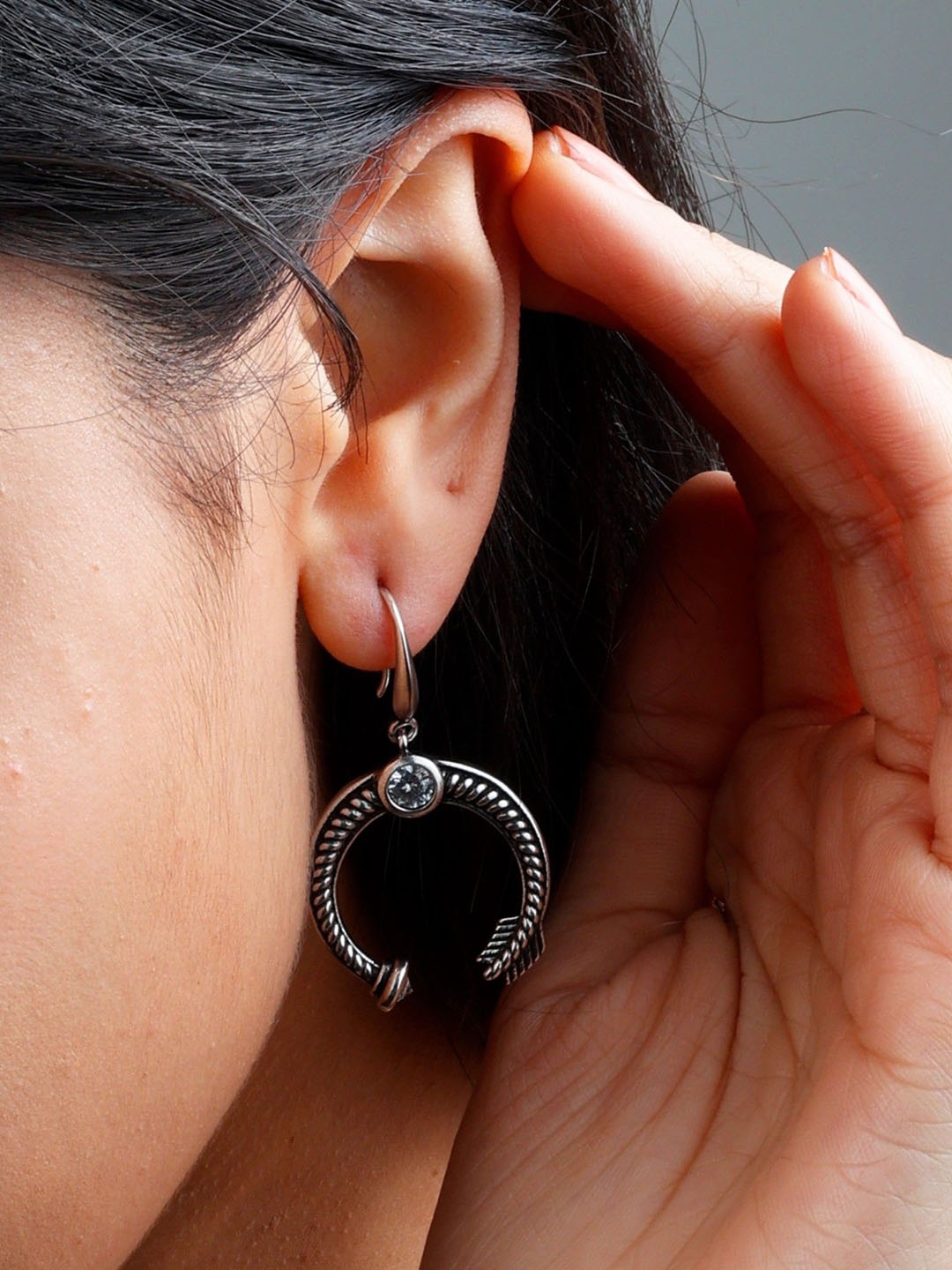 

ISHI New York Rhodium Plated Galactic Horseshoe Earrings, Silver