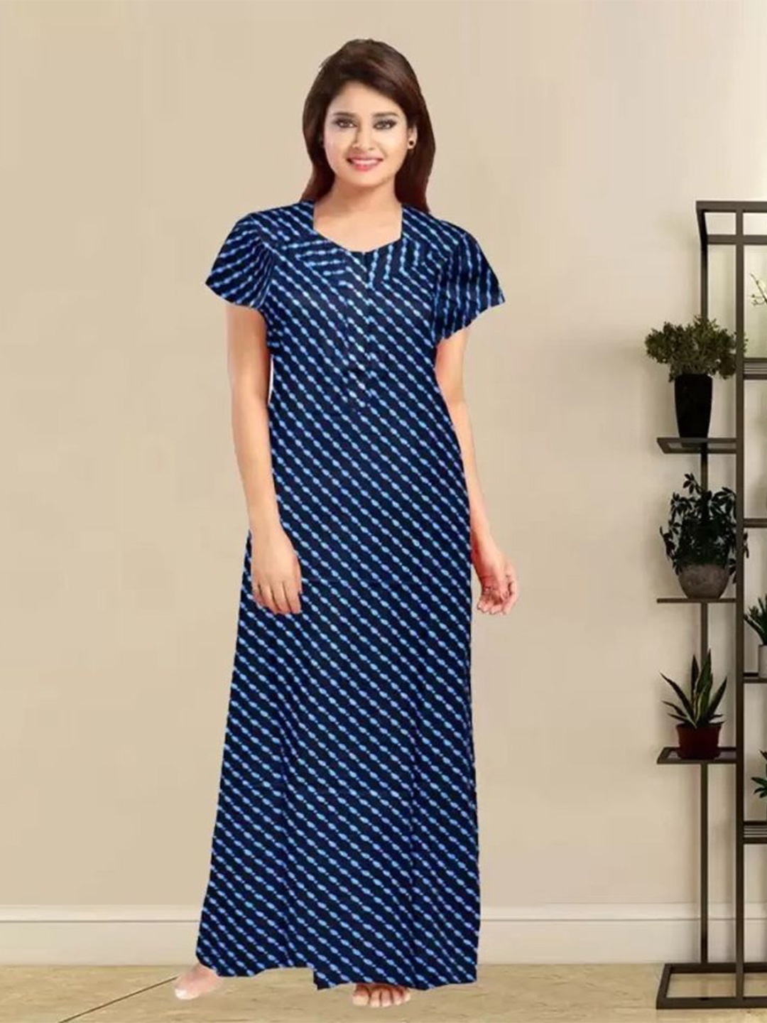 

PR PINK ROYAL Printed Maxi Nightdress, Blue