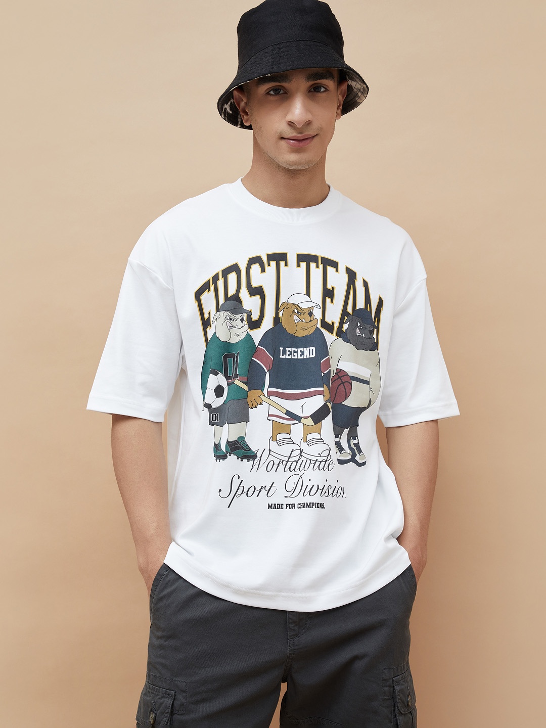 

Fame Forever by Lifestyle Men Graphic Printed Round Neck Cotton T-shirt, White