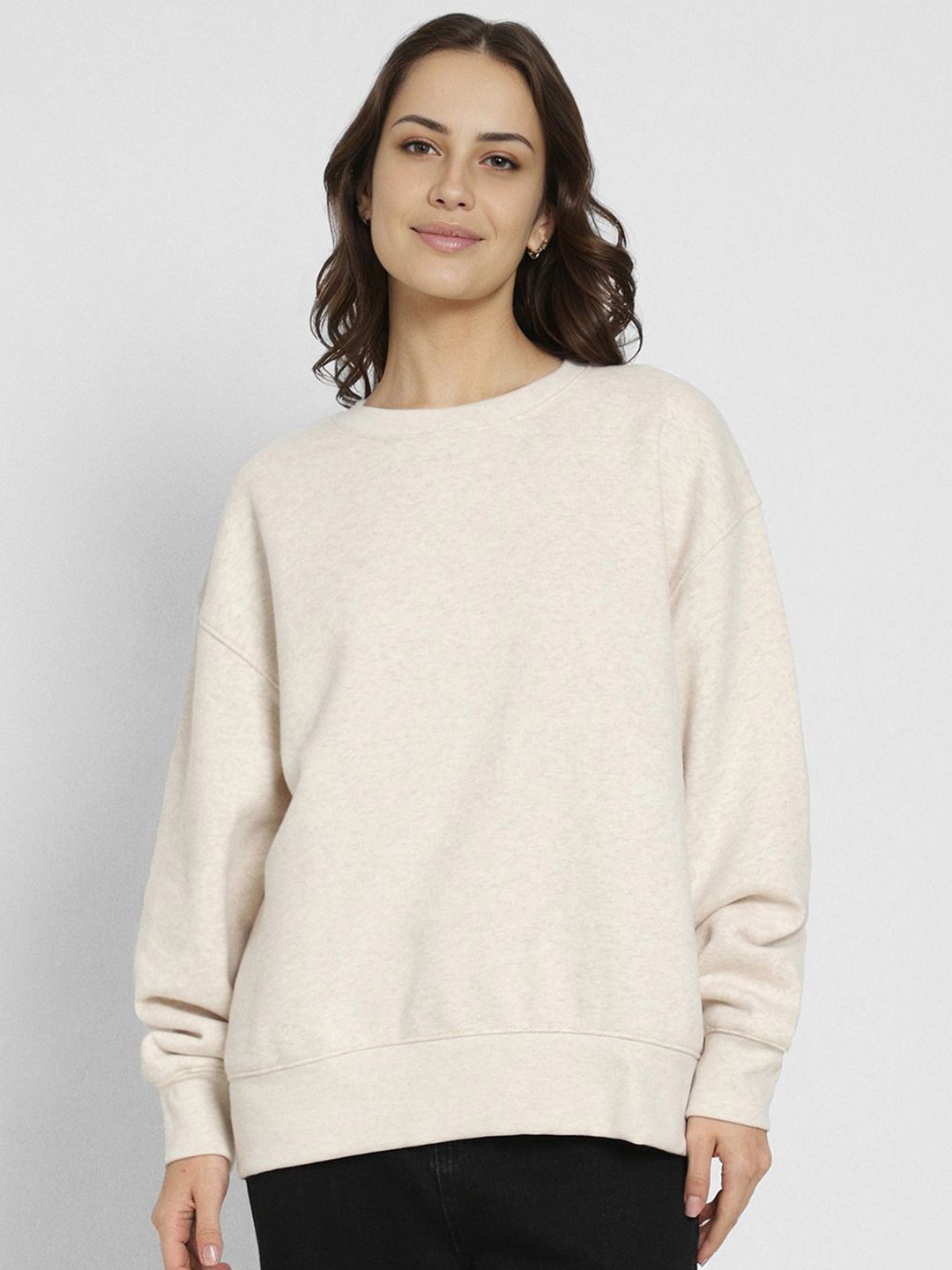 

AMERICAN EAGLE OUTFITTERS Women Round Neck Sweatshirt, Beige