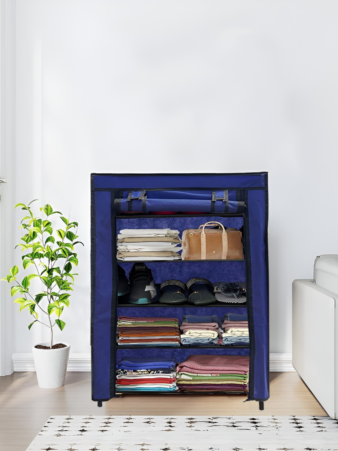 

Rmerchants Blue 5 Tiers Collapsible Wardrobe