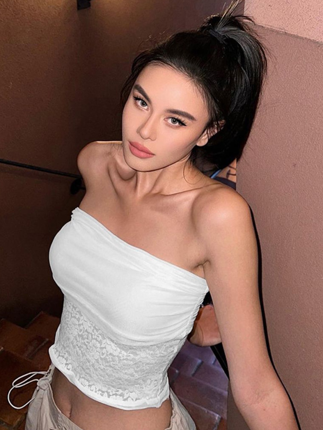 

StyleCast Strapless Tube Crop Top, White
