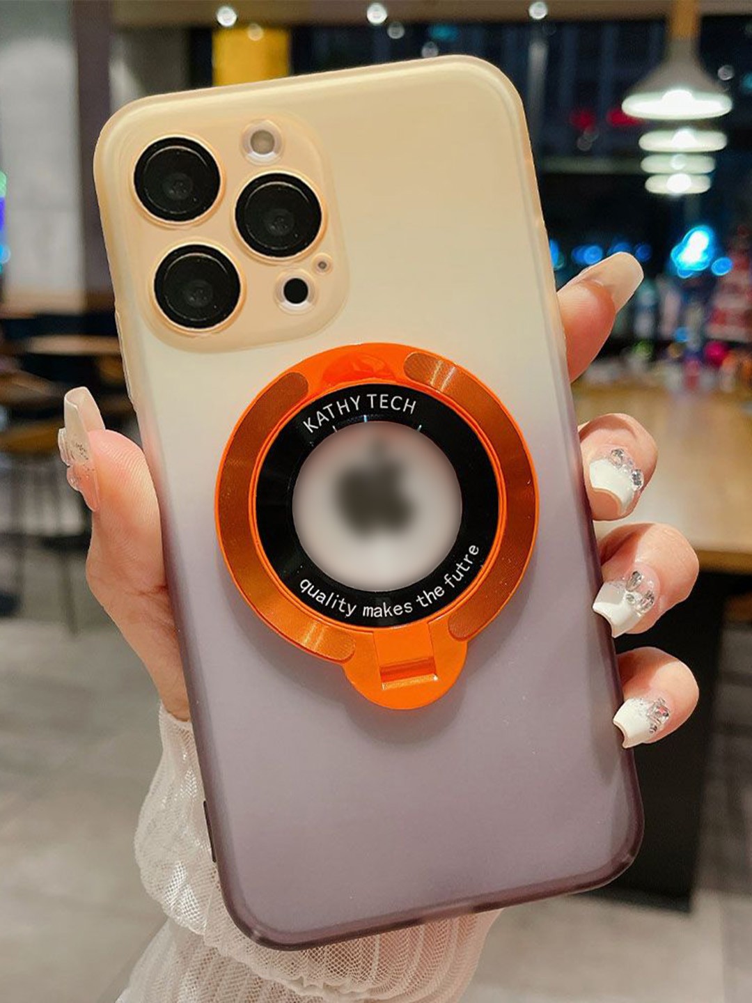 

Luxury Kase LK078 Matte Skin Sensation Gradient Holder iPhone 12 Pro Back Case, Orange