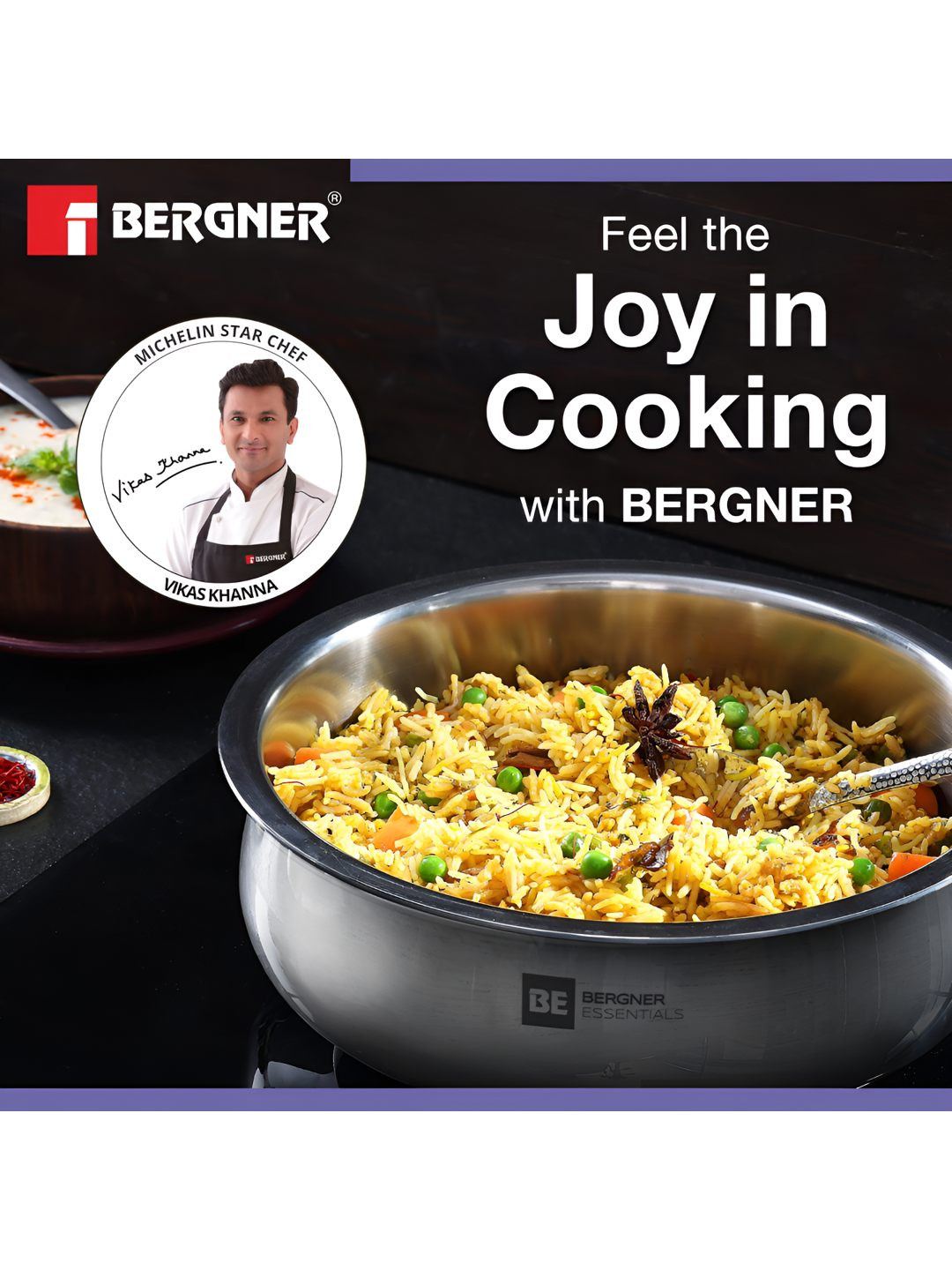 

BERGNER Silver-Toned Induction Base Stainless Steel Kadhai and Wok