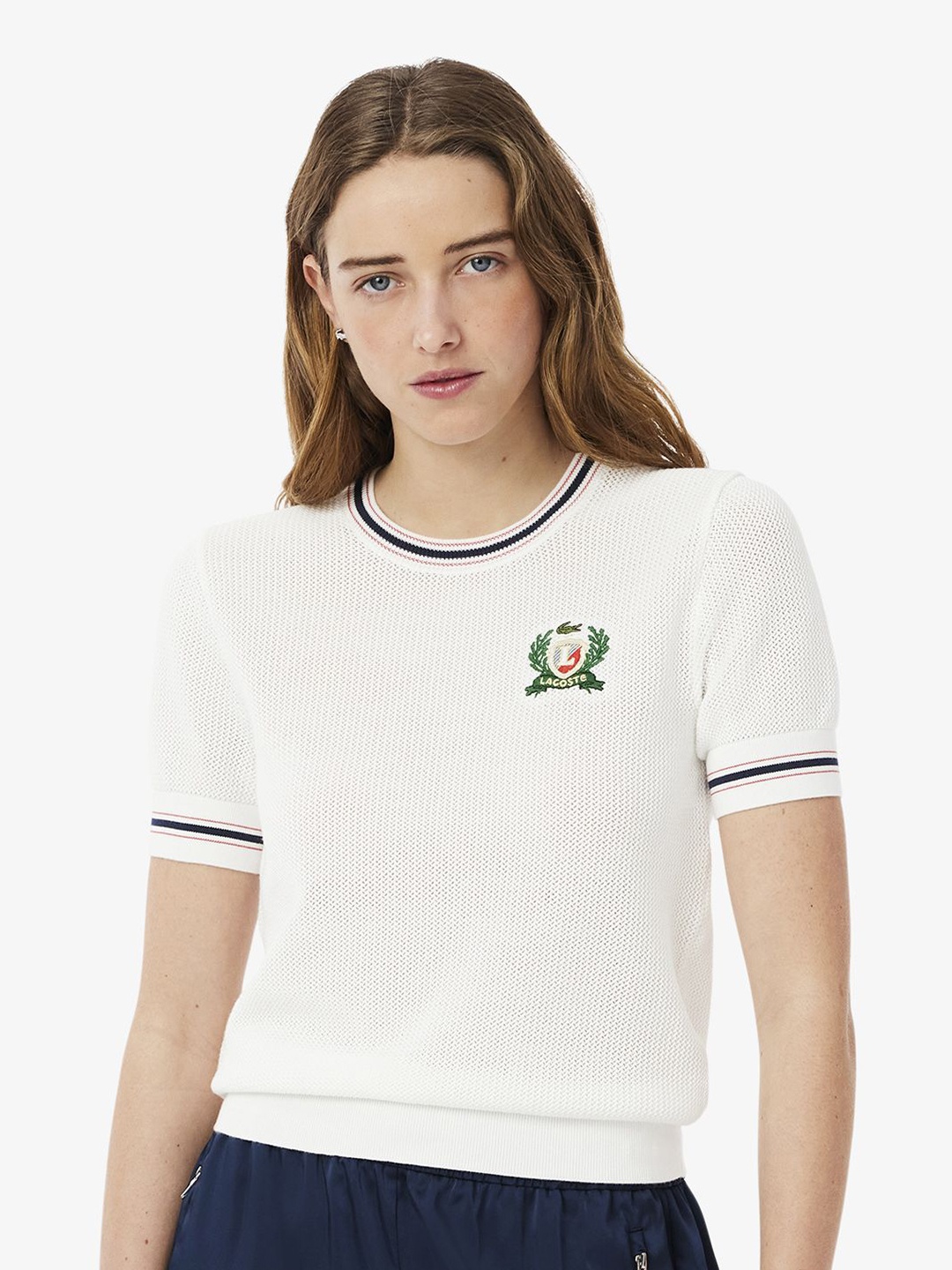 

Lacoste Women Cotton Brand Logo Pullover, White