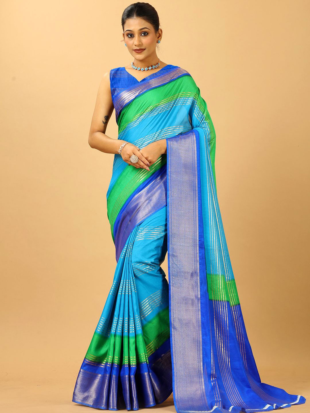 

NIRMAL CREATION Woven Design Zari Saree, Blue