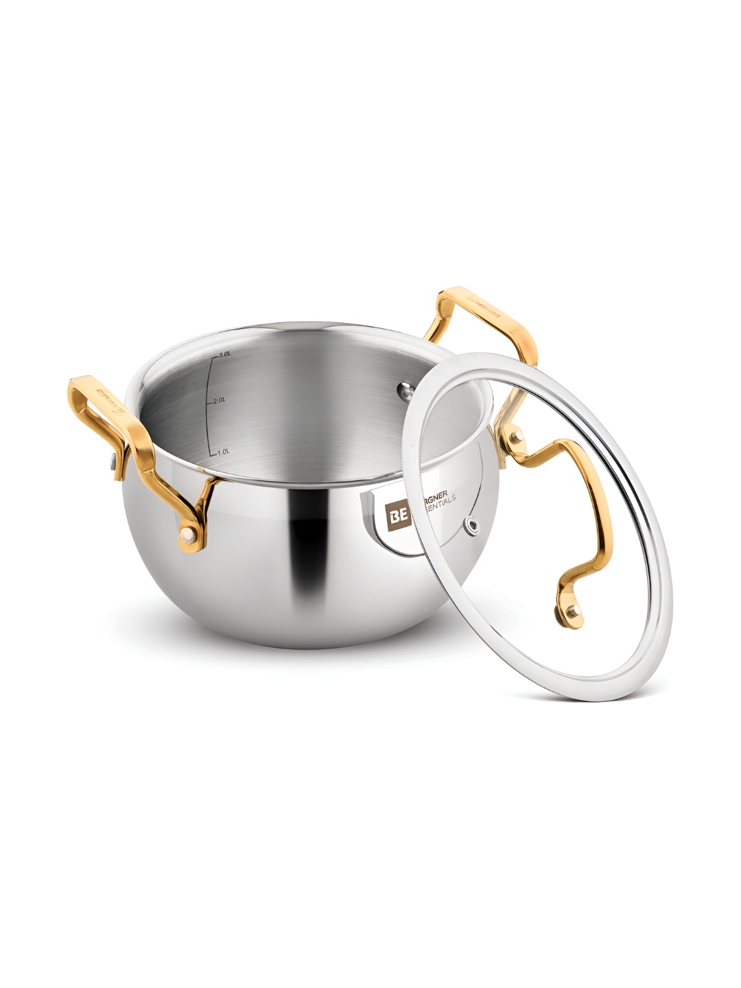 

BERGNER Silver-Toned Induction Base Stainless Steel Kadhai and Wok