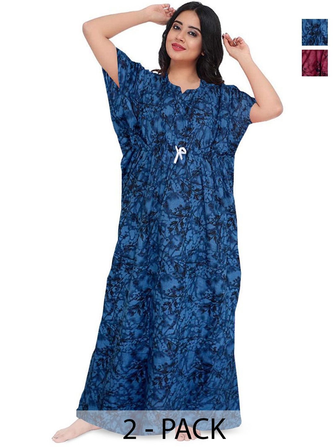 

PR PINK ROYAL Printed Maxi Nightdress, Maroon