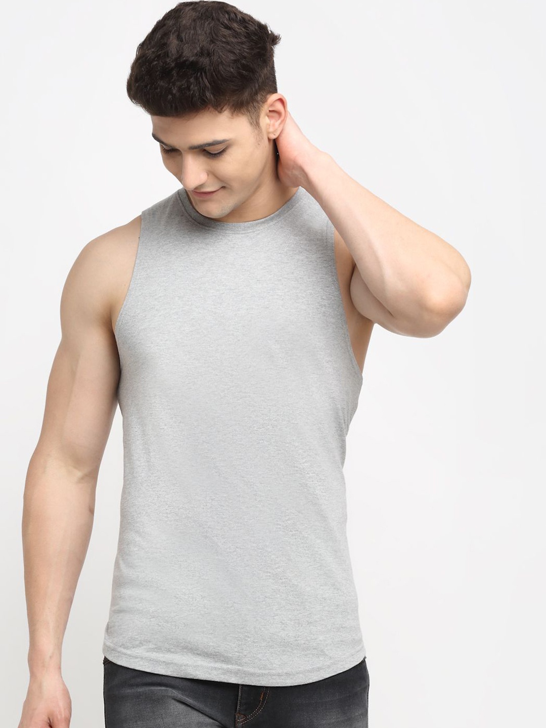 

Friskers Men Pure Cotton Innerwear Vests 030225AE-04, Grey