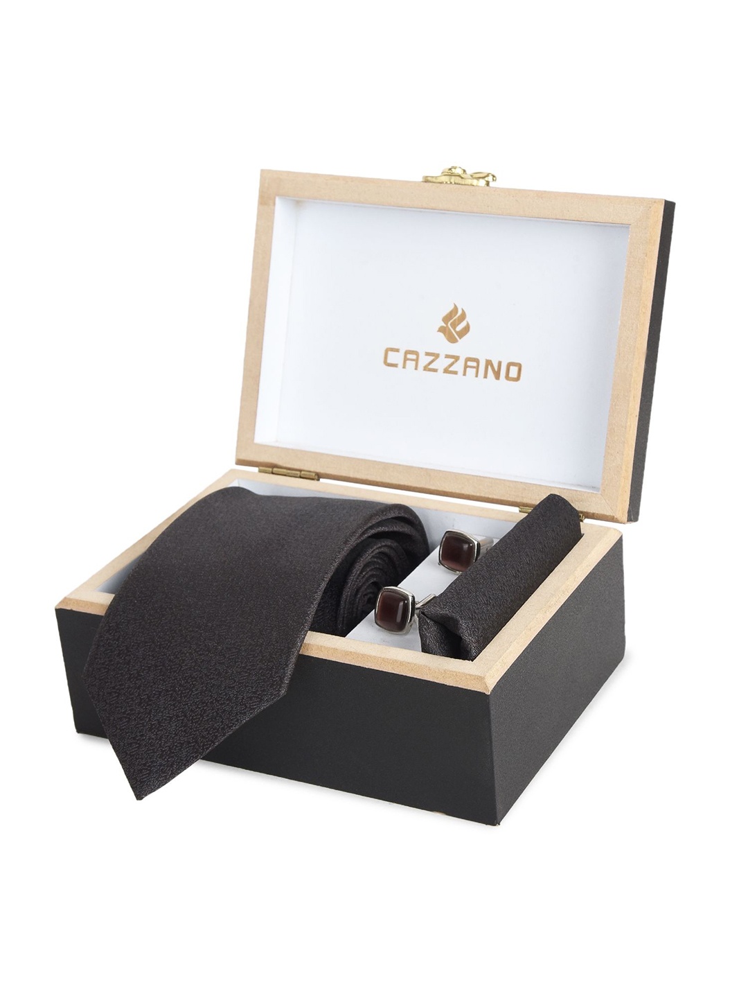 

Cazzano Men Tie and Pocket Square Accessory Gift Set, Black