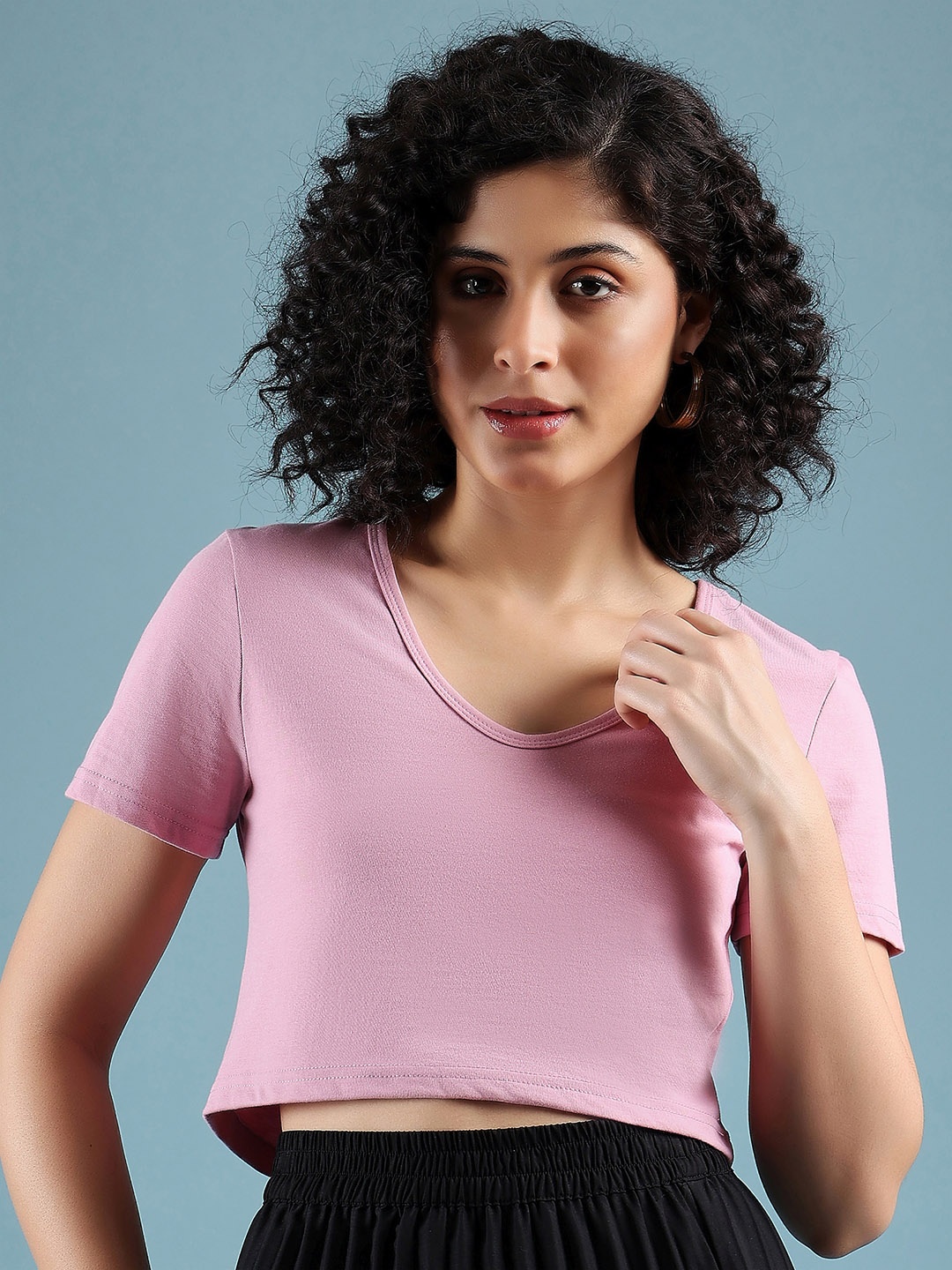 

DressBerry Women Solid V-Neck Cotton T-shirt, Pink