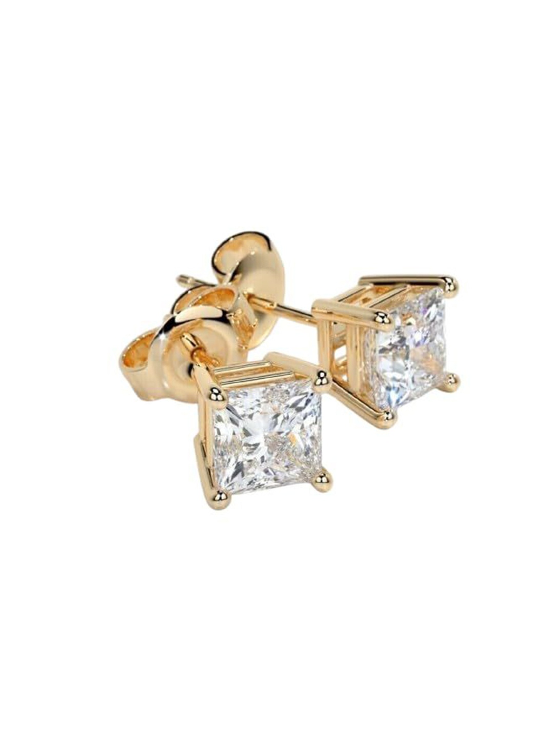 

ISHI New York 925 Sterling Silver Princess CZ Studs, Gold
