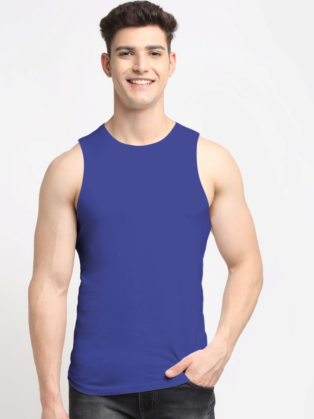 

Friskers Pure Cotton Round Neck Innerwear Vests030225AE-05, Blue