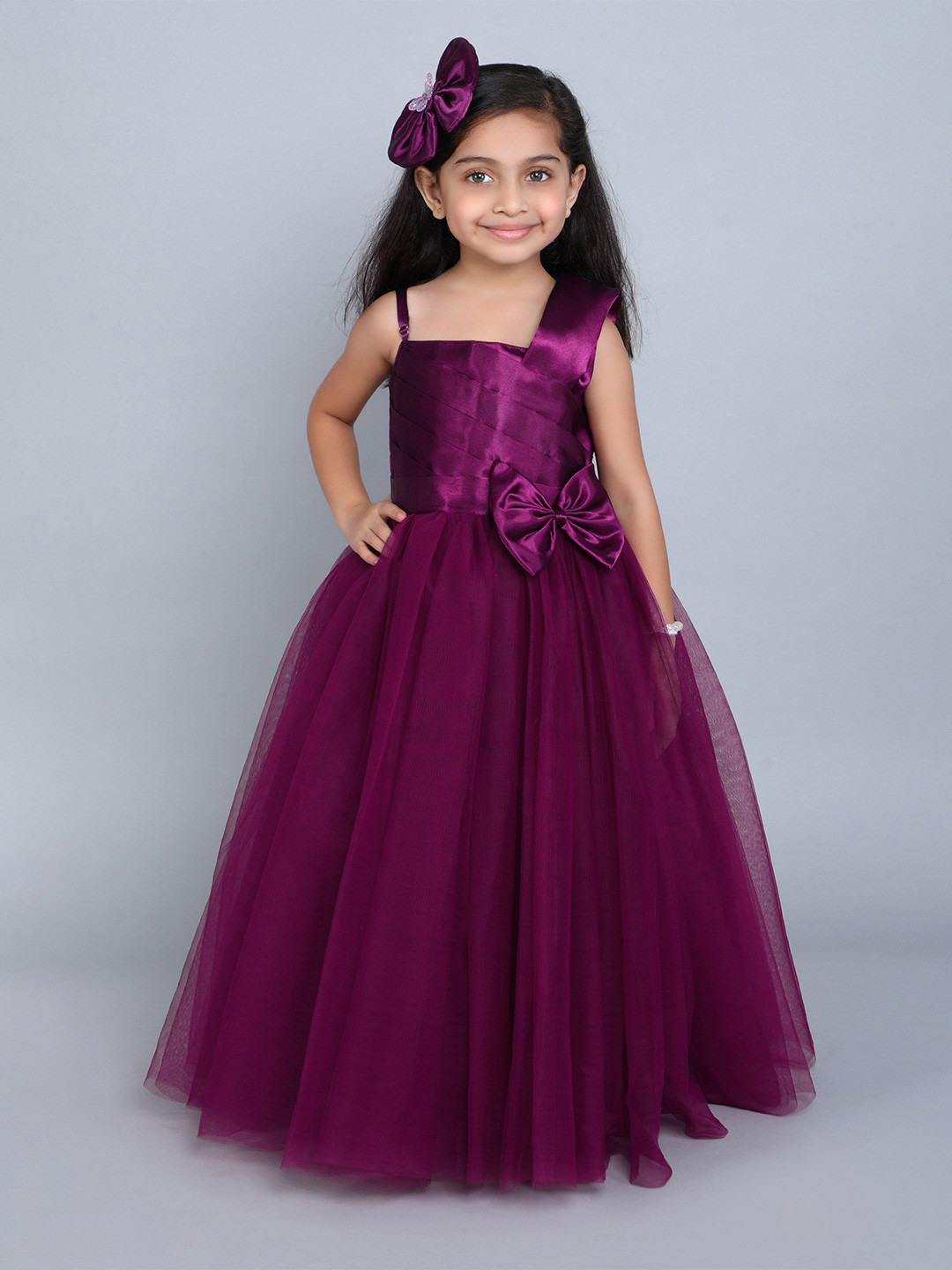 

Pink Chick Girls Shoulder Straps Fit and Flare Maxi Dress, Burgundy