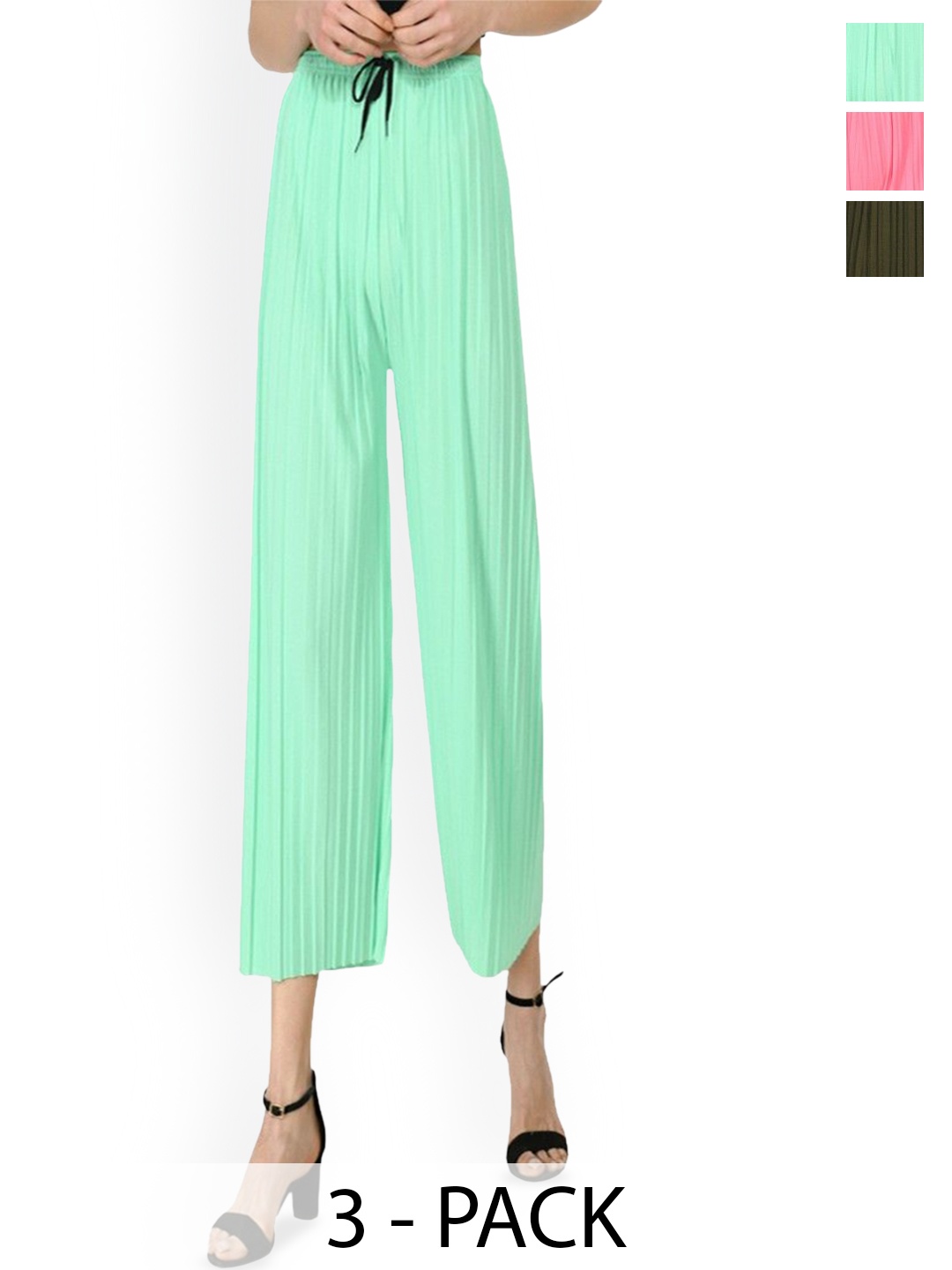 

Purser Women Original Pleated Culottes Trousers, Fluorescent green