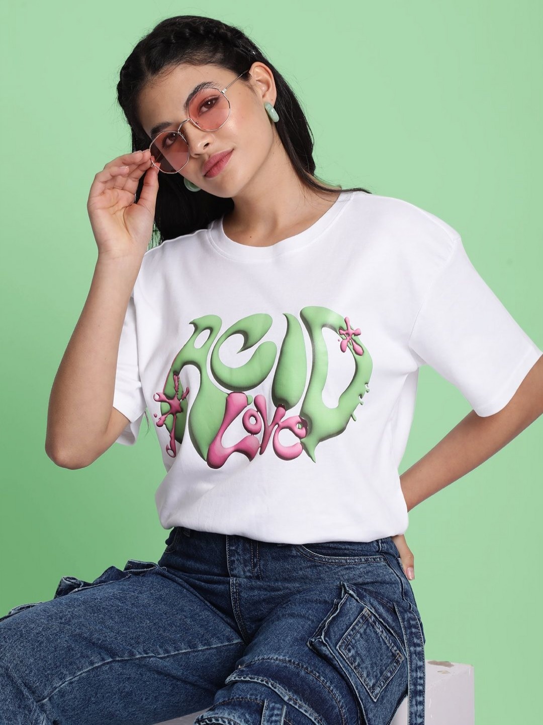 

Bene Kleed Women Typography Printed Round Neck T-shirt, White