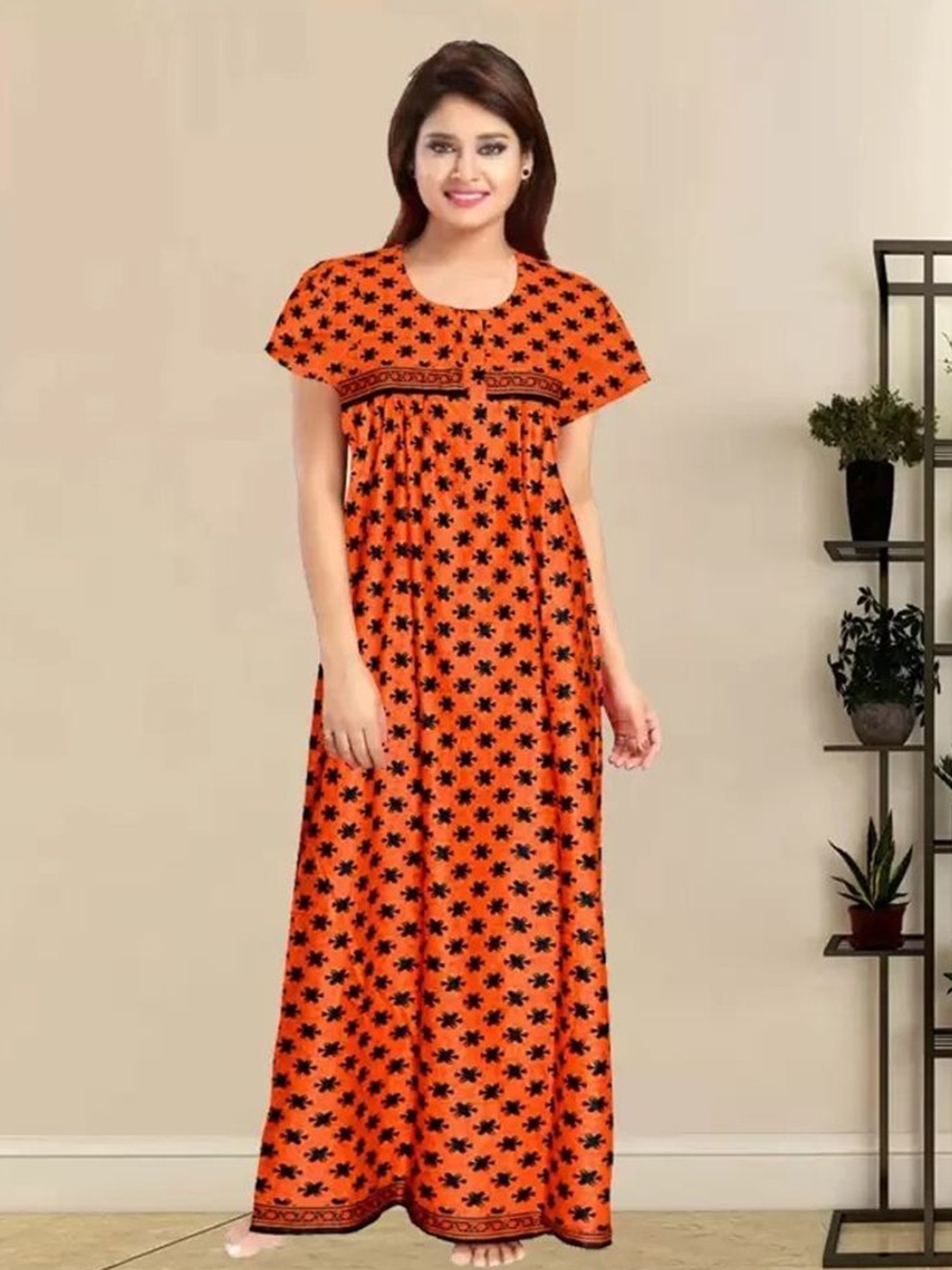 

PR PINK ROYAL Printed Maxi Nightdress, Orange