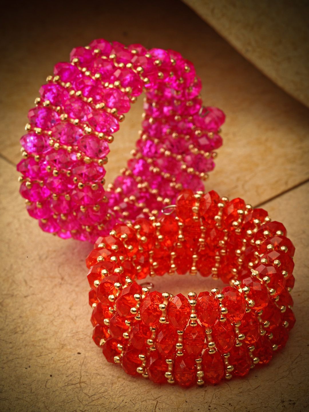 

Stoln Girls Set Of 2 Artificial Beaded Wraparound Bracelet, Red