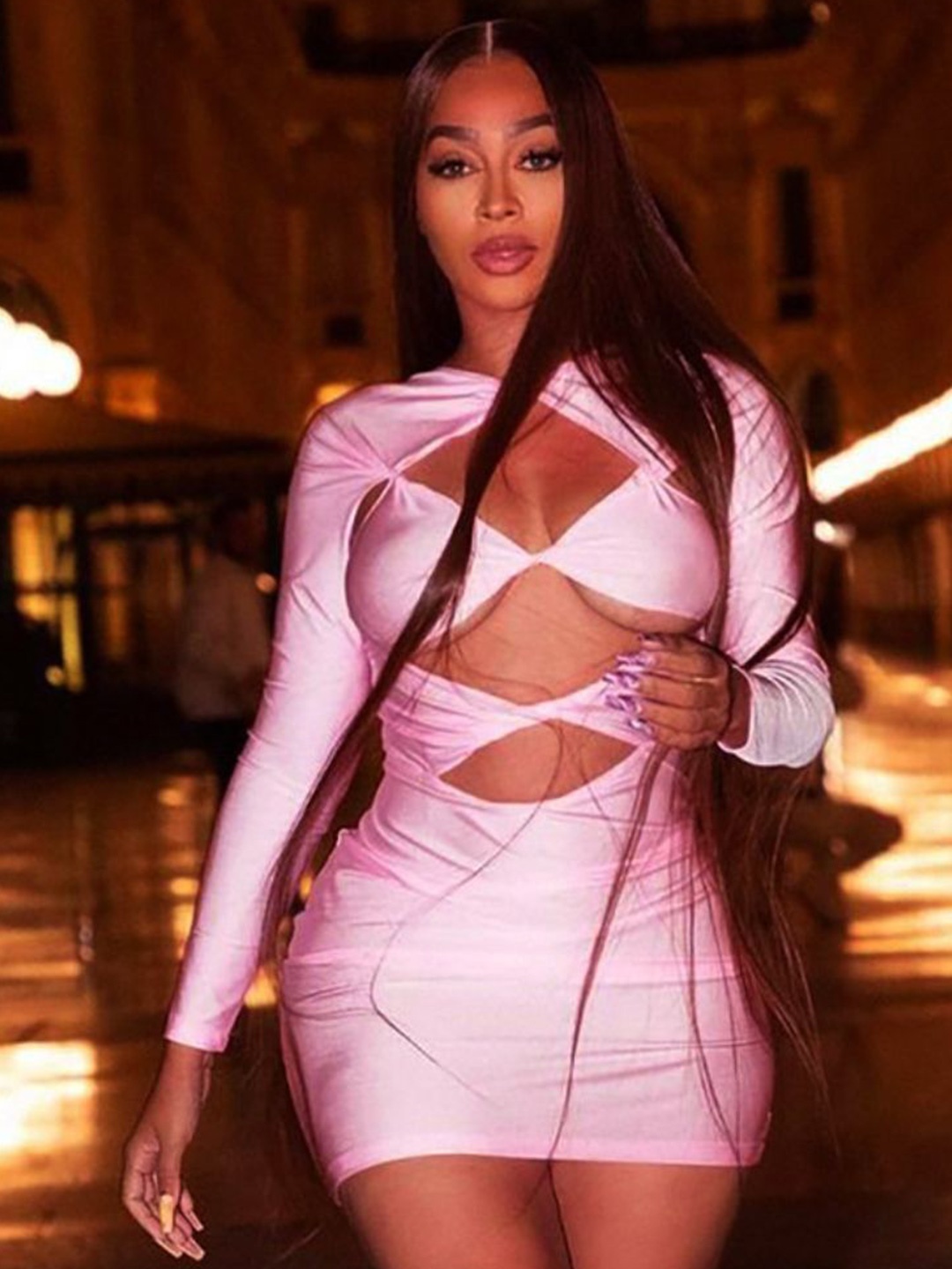 

StyleCast Cut-Outs Detail Bodycon Mini Dress, Pink