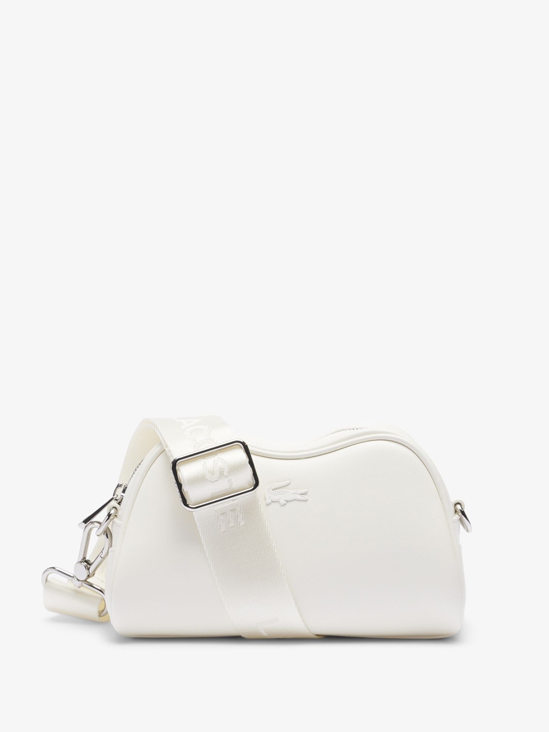 

Lacoste Textured Crossbody Leather Sling Bag, Off white