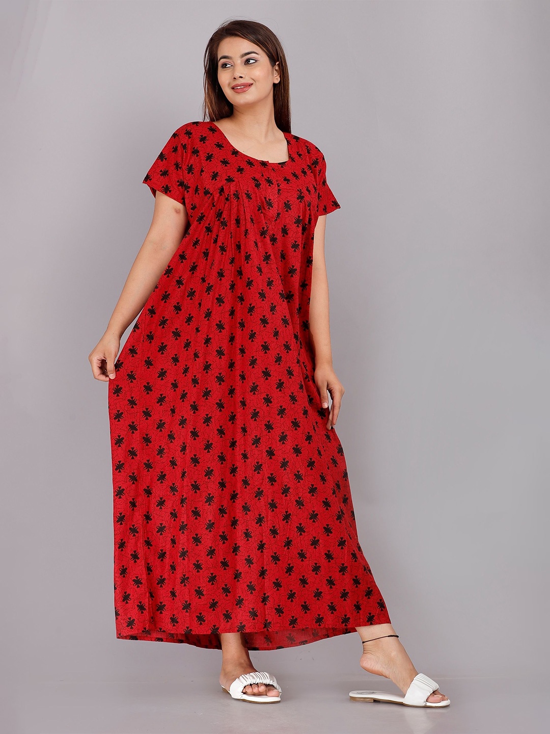 

PR PINK ROYAL Printed Maxi Nightdress, Red