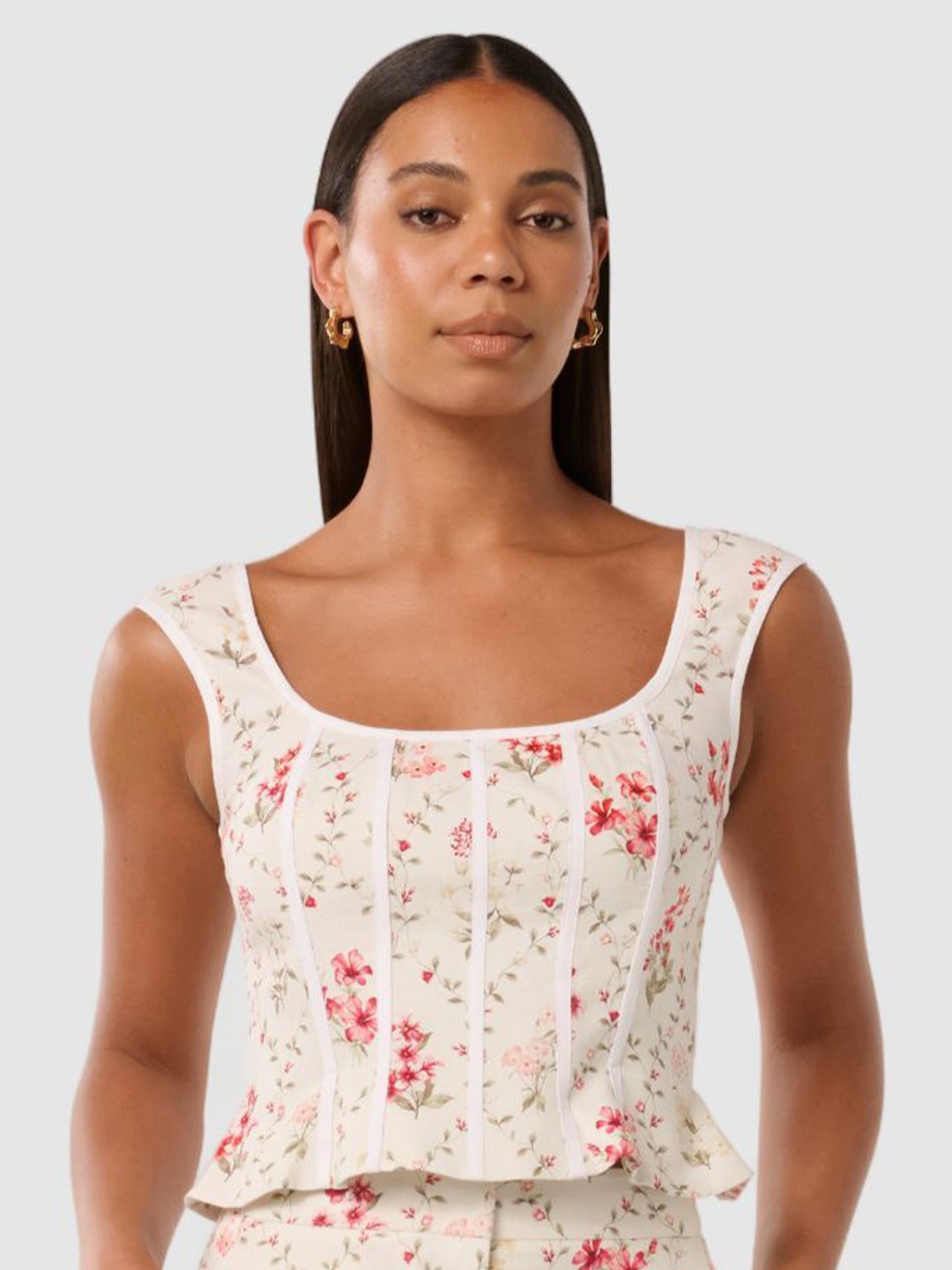 

Forever New Women Floral Print Linen Crop Top, Multi