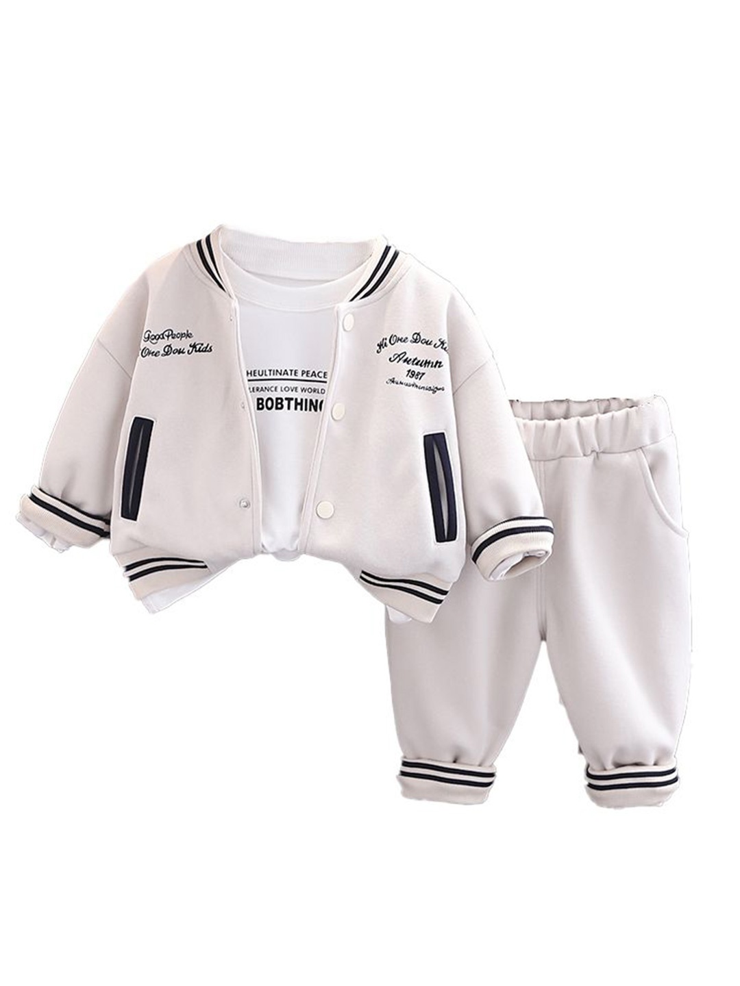

StyleCast x Revolte Boys Printed Mandarin Collar T-shirt With Trousers, White