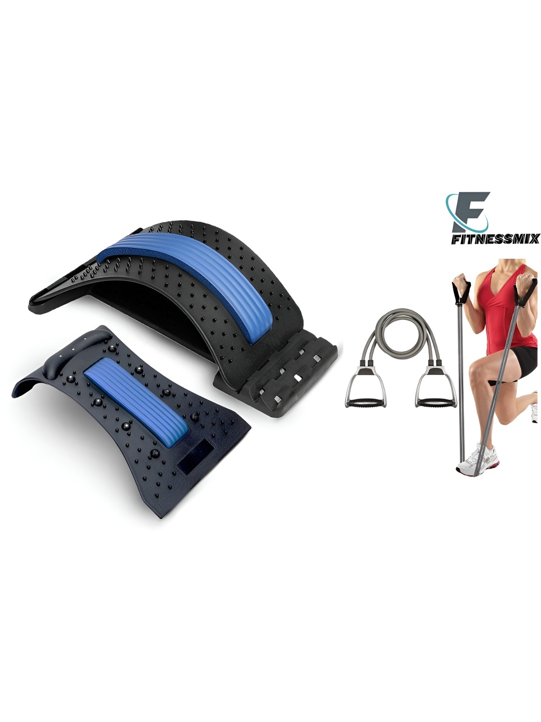 

YMD Set Of 2 Magic Back Support & Double Toning Tube Workout Accessories, Black
