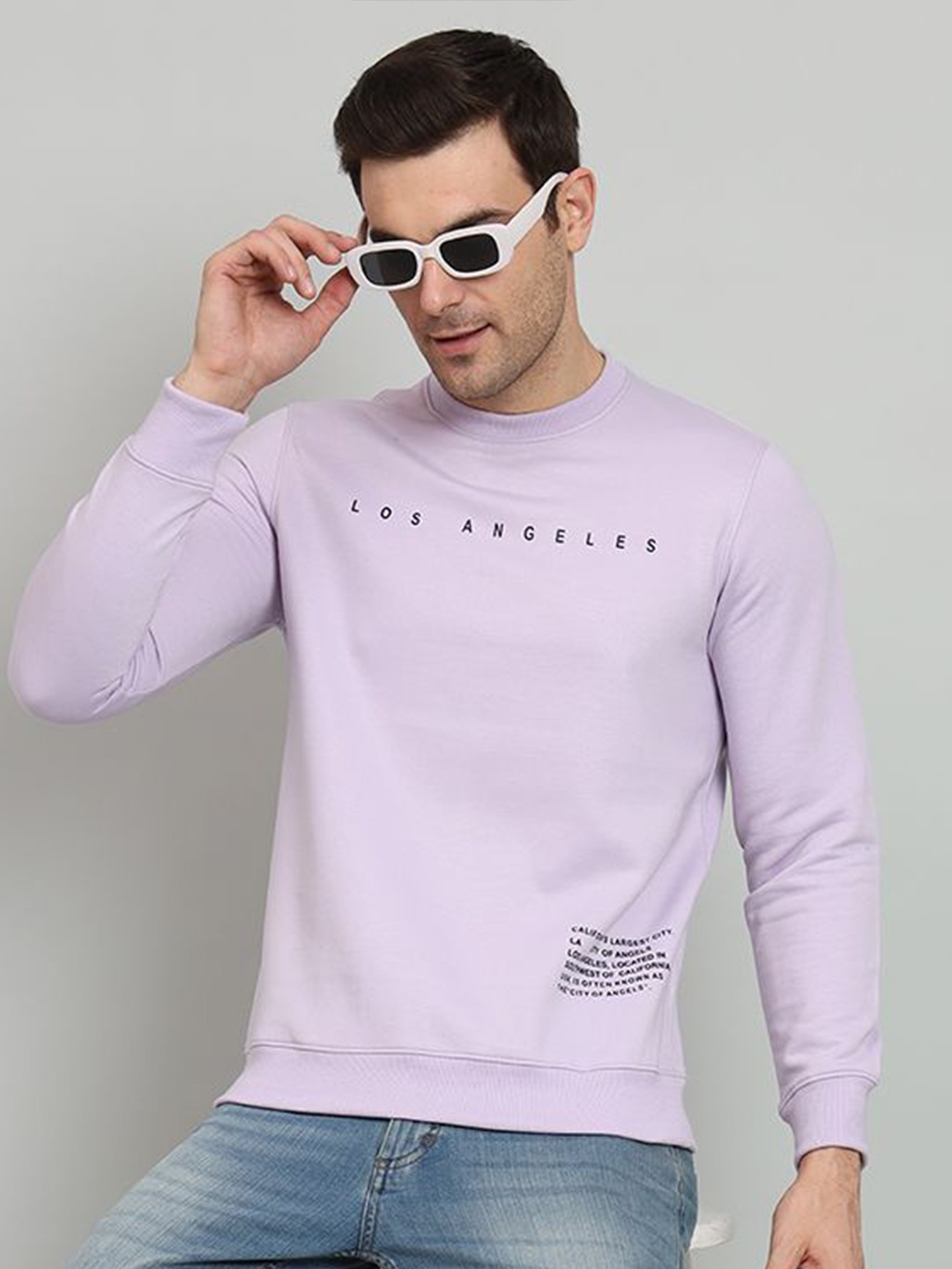 

OGEN Typography Men Solid Sweatshirt, Lavender