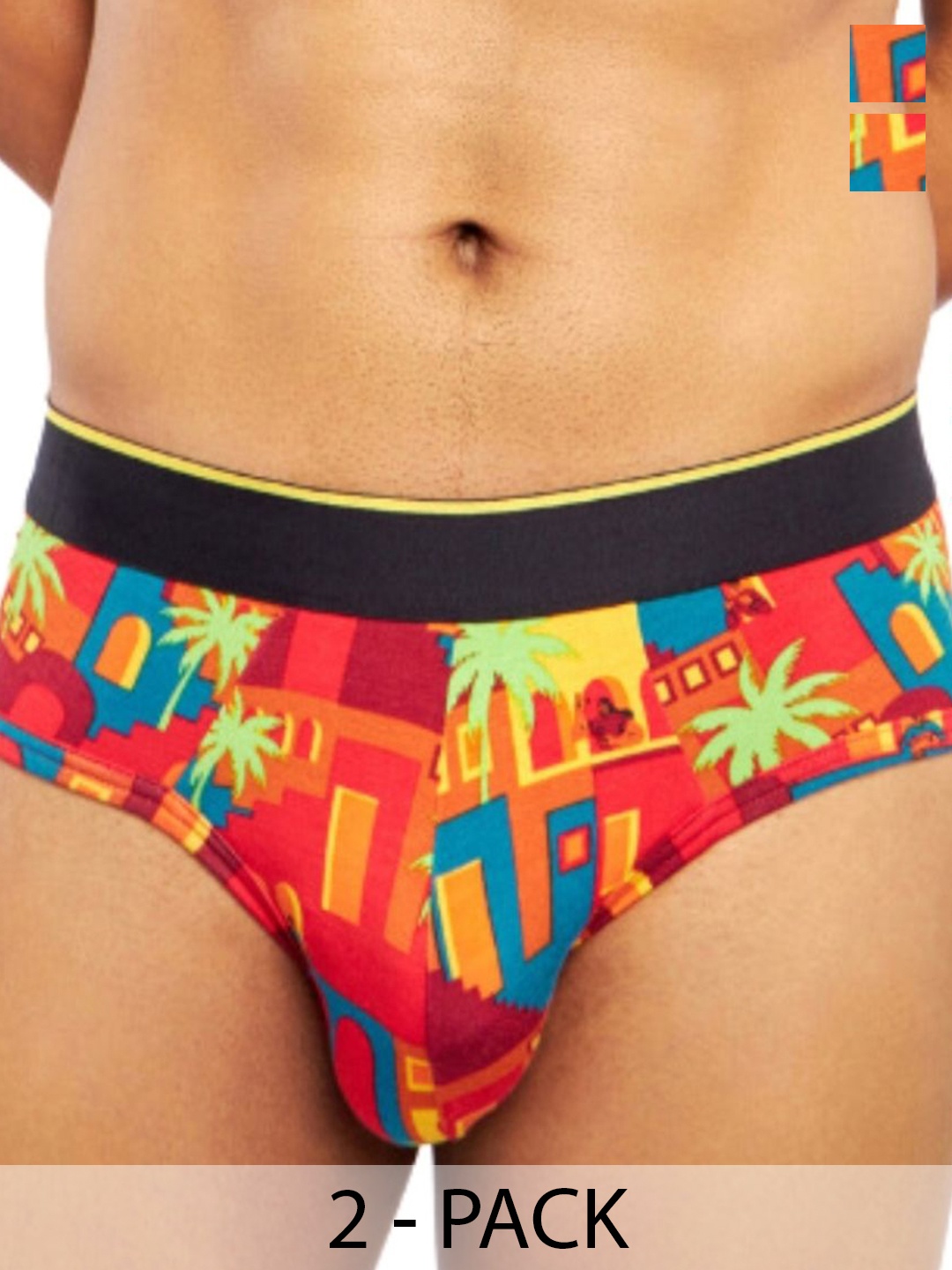 

Bummer Men Printed Micro Modal Briefs Underwear Pack of 2, Red