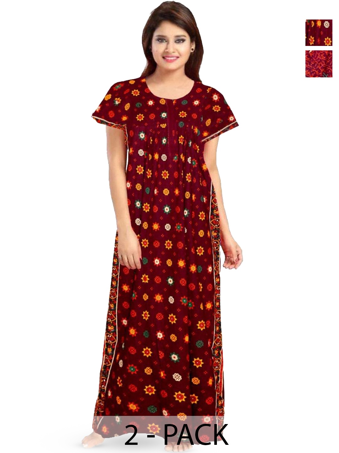 

PR PINK ROYAL Printed Maxi Nightdress, Maroon