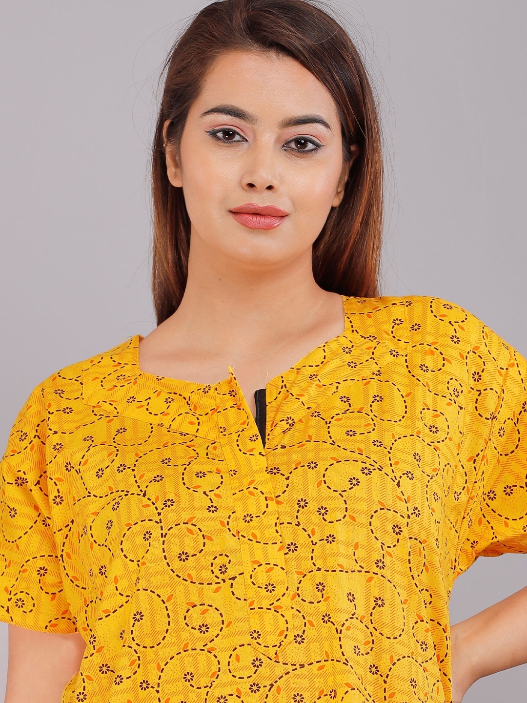 

PR PINK ROYAL Printed Maxi Nightdress, Yellow