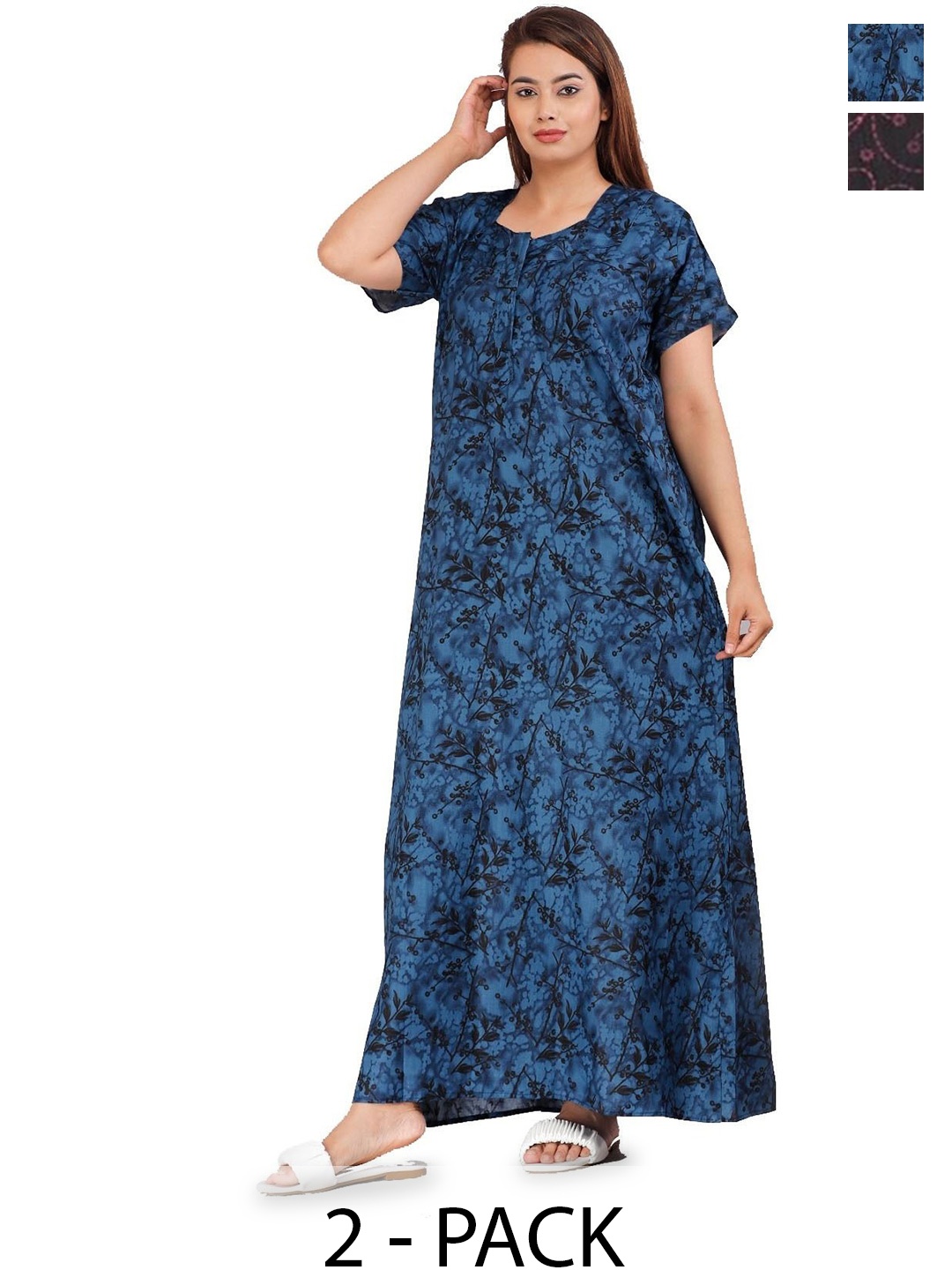 

PR PINK ROYAL Printed Maxi Nightdress, Blue