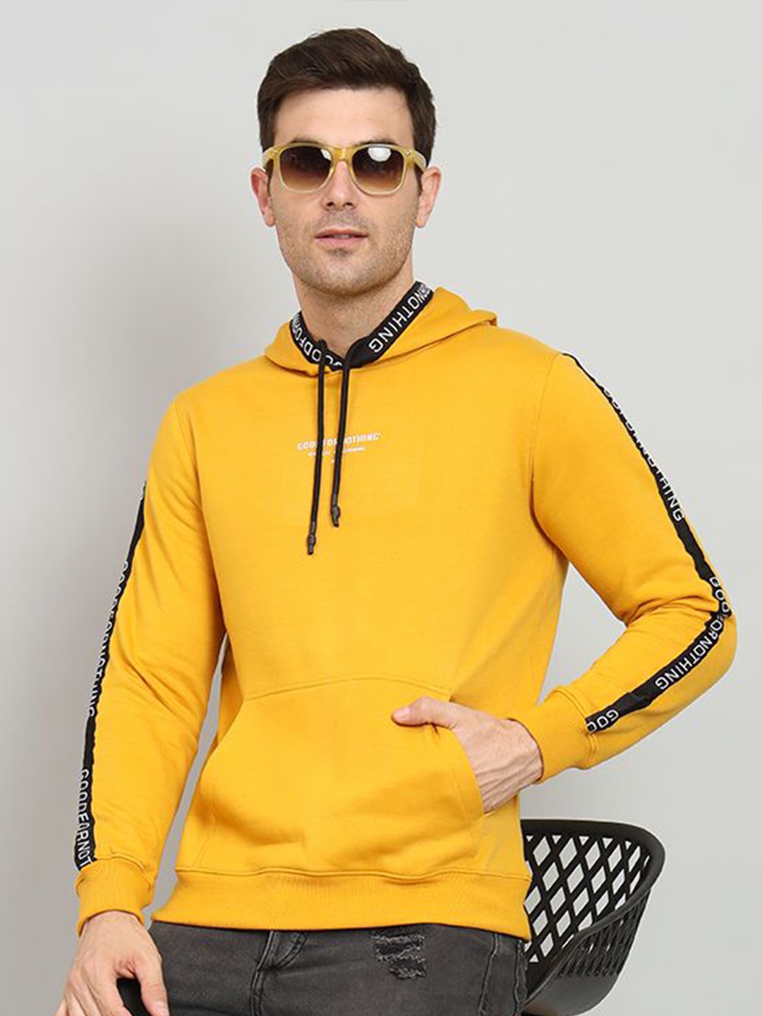 

OGEN Men Graphic Printed Sweatshirt, Mustard