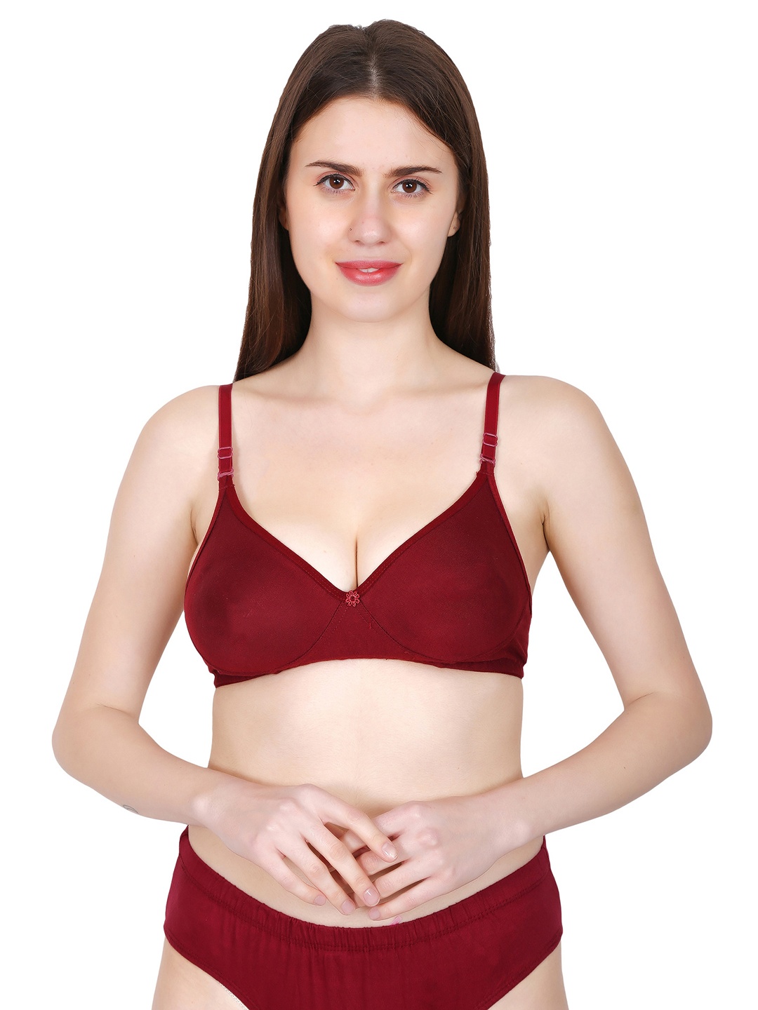 

Fihana Women Padded With Adjustable Straps Lingerie Set, Maroon