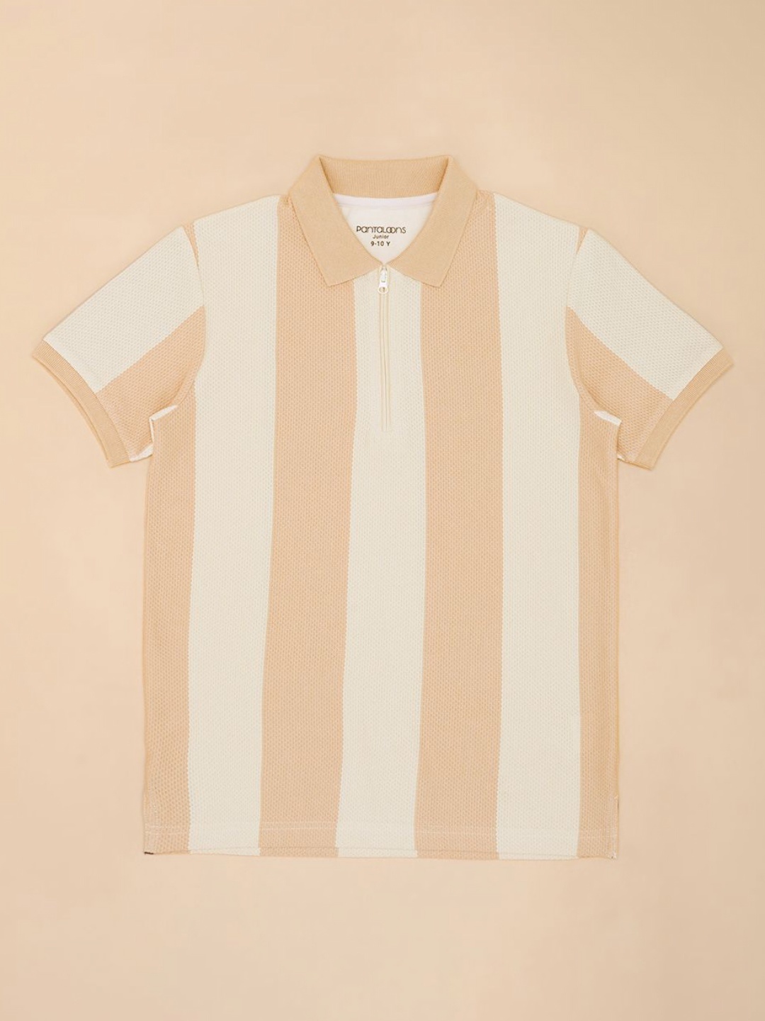 

Pantaloons Junior Boys Striped Polo Collar Cotton T-shirt, White