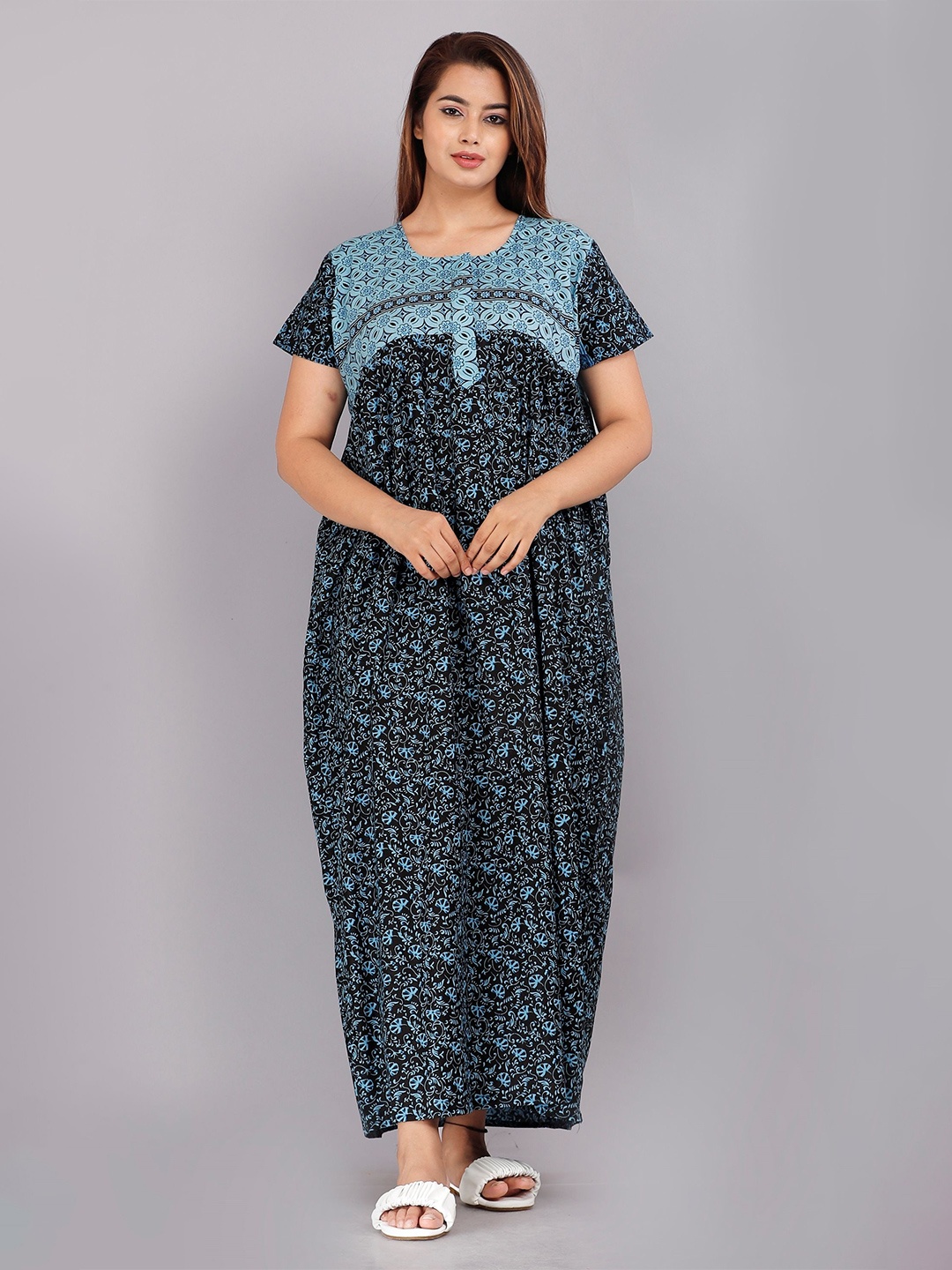 

PR PINK ROYAL Printed Maxi Nightdress, Blue