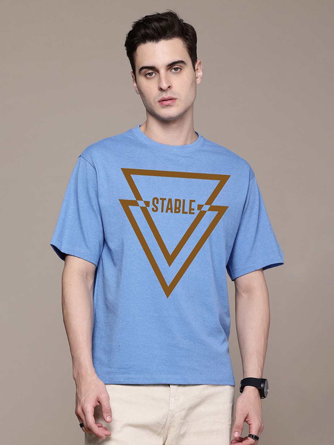 

Moda Rapido Men Typography Printed Round Neck Cotton Relaxed Fit T-shirt, Blue