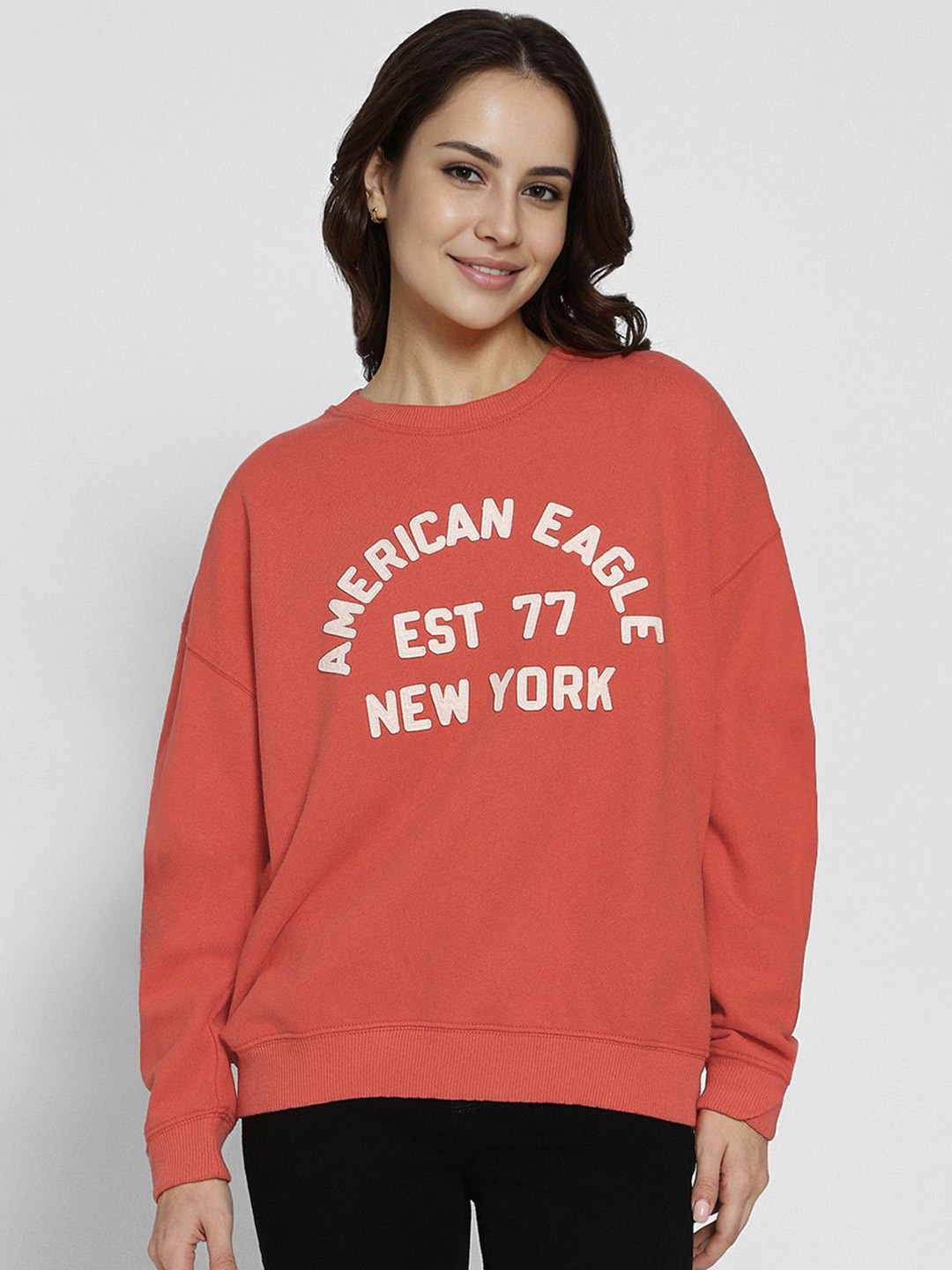 

AMERICAN EAGLE OUTFITTERS Women Printed Sweatshirt, Red