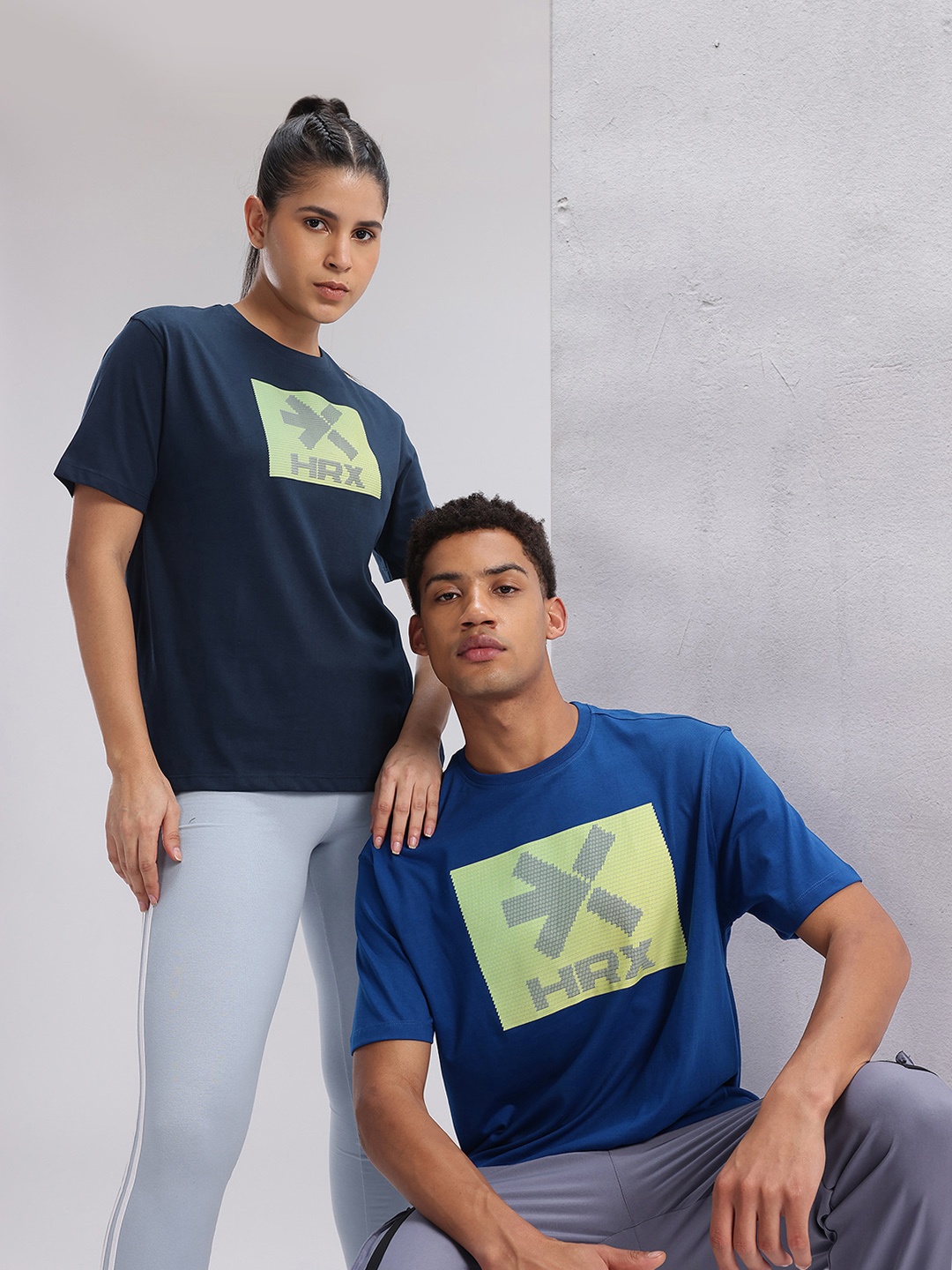 

HRX by Hrithik Roshan Men Twin Collection Brand Logo Printed Training T-shirt, Blue