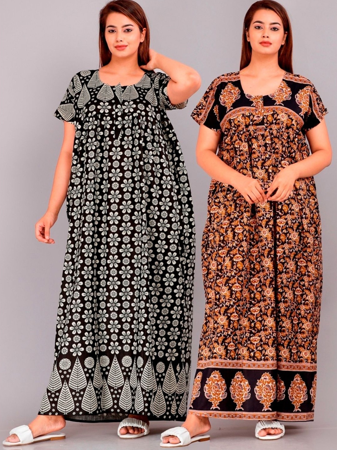 

PR PINK ROYAL Printed Maxi Nightdress, Black