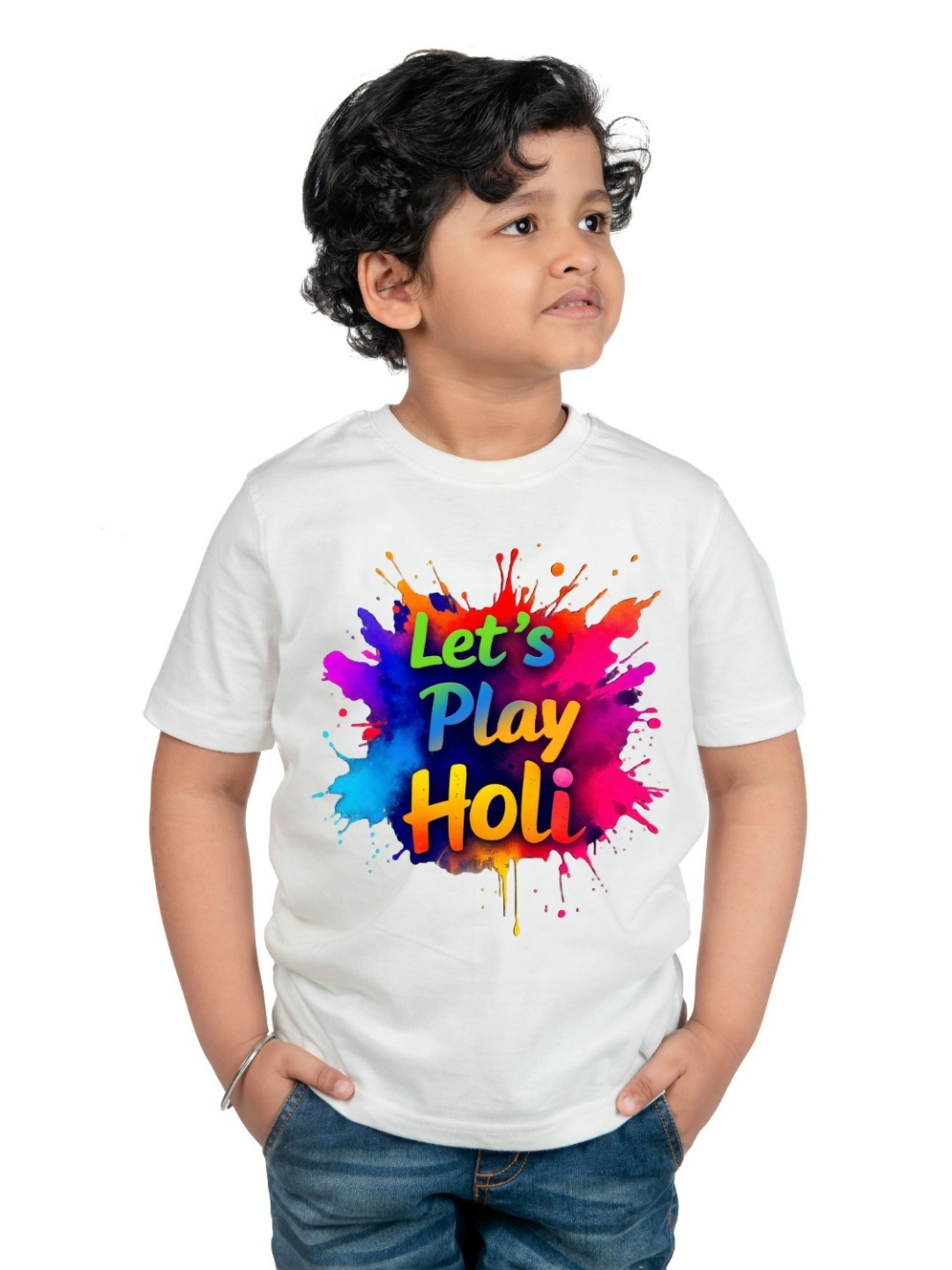 

BAESD Boys Graphic Printed Round Neck T-shirt, White