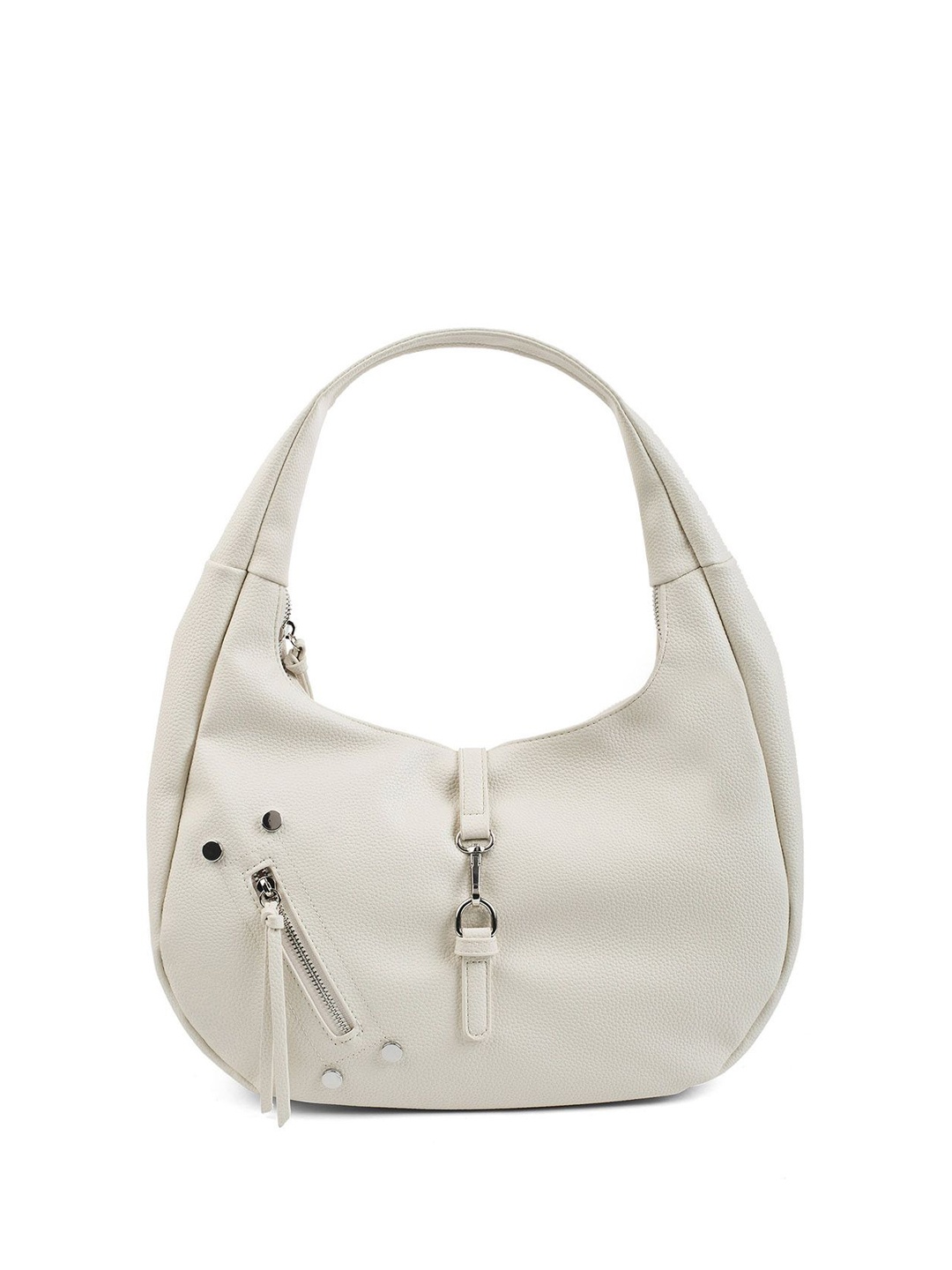 

Lino Perros PU Oversized Half Moon Tote Bag with Tasselled, Off white