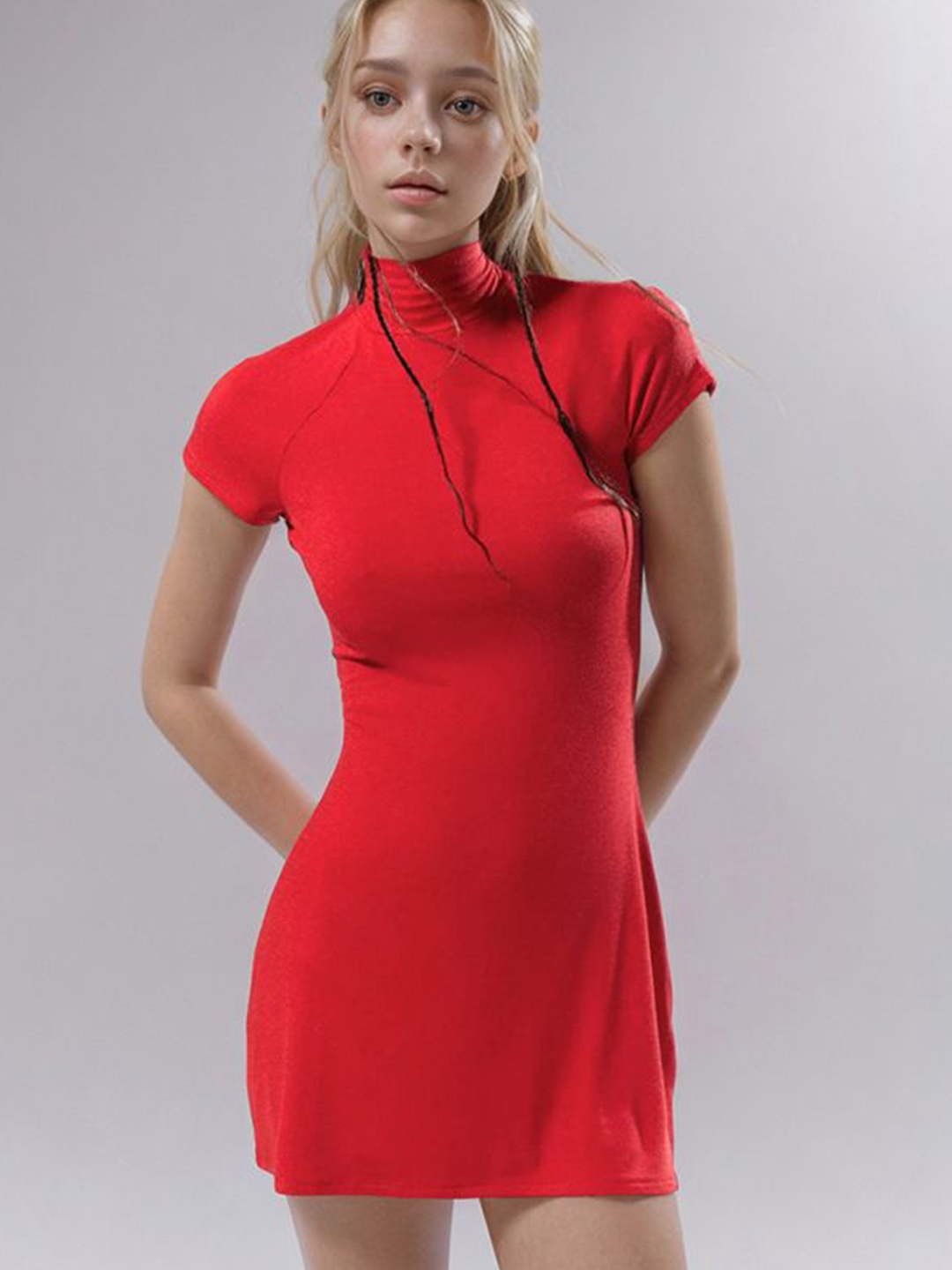 

StyleCast Women High Neck Sheath Dress, Red