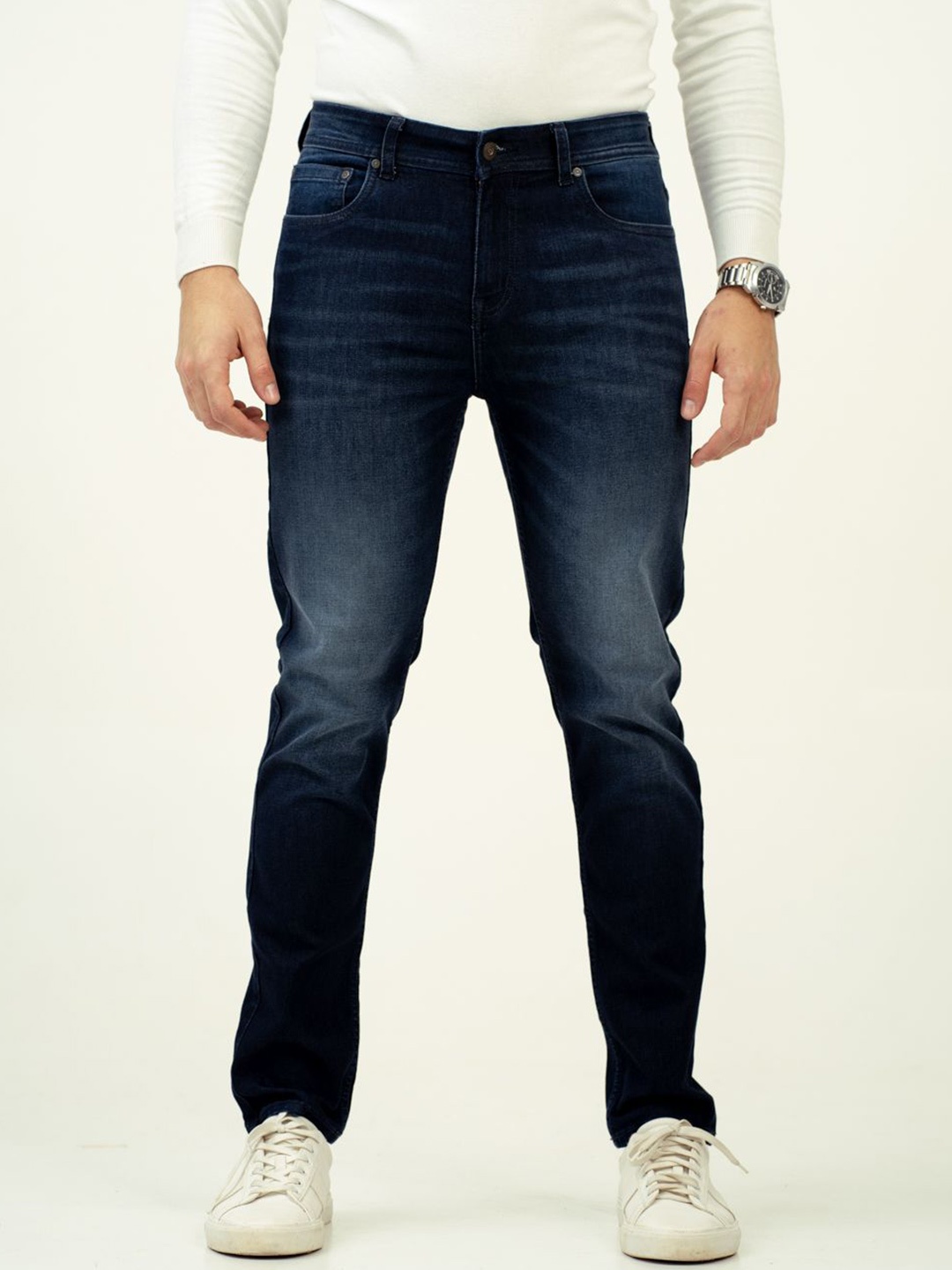 

The Pant Project Men Polar Blue Whiskered Slim Fit Jeans