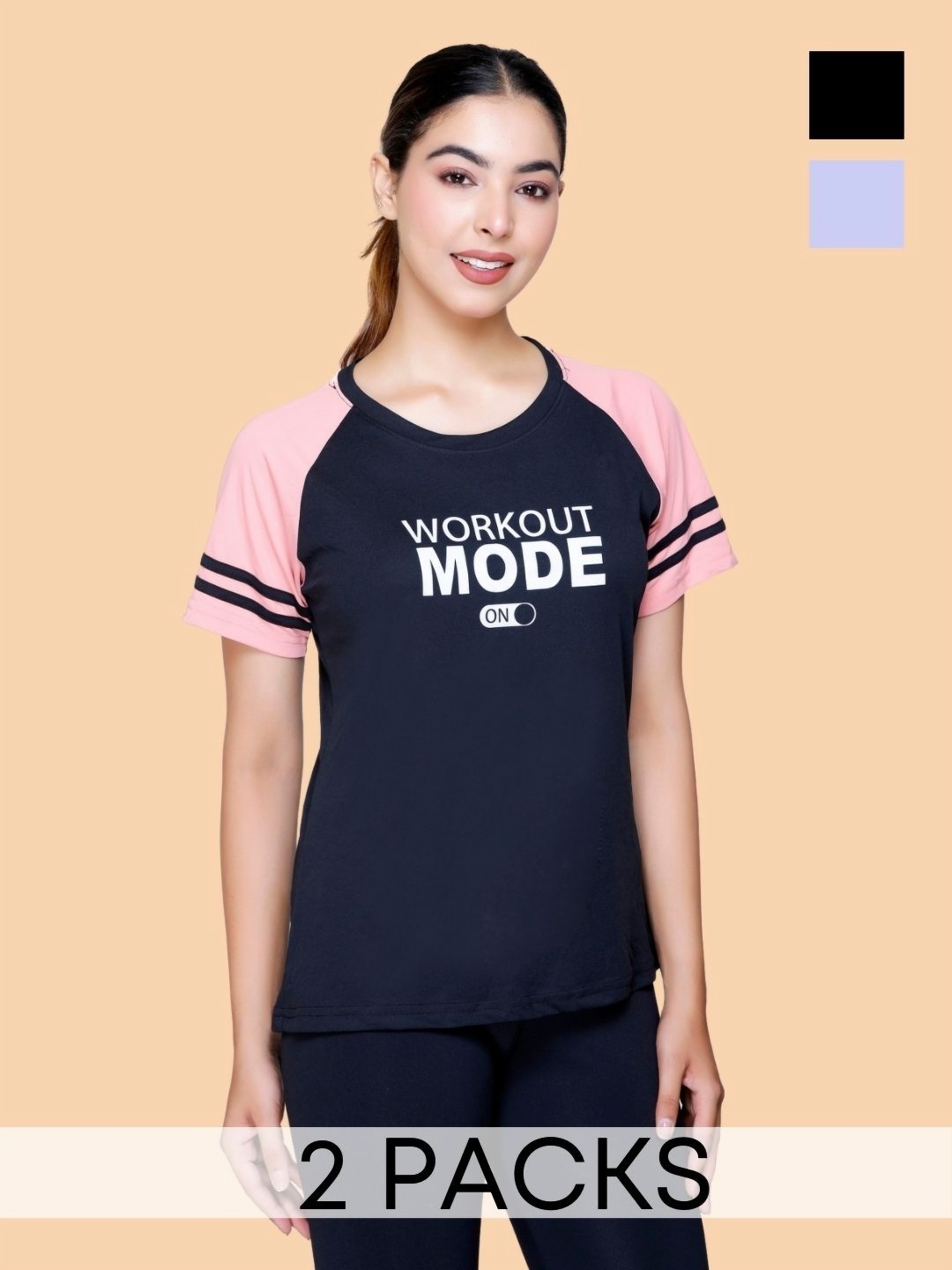 

White Moon Women Typography 2 Printed Applique T-shirt, Black