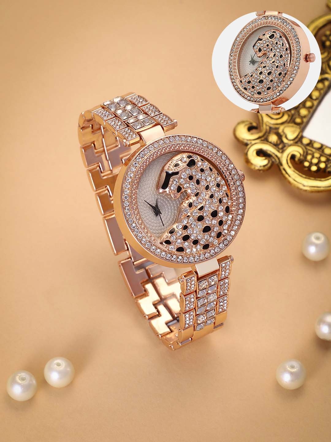 

HAUTE SAUCE by Campus Sutra Women The Bijou Jaguer Round Watch Rose Gold AW25_HSWC1283