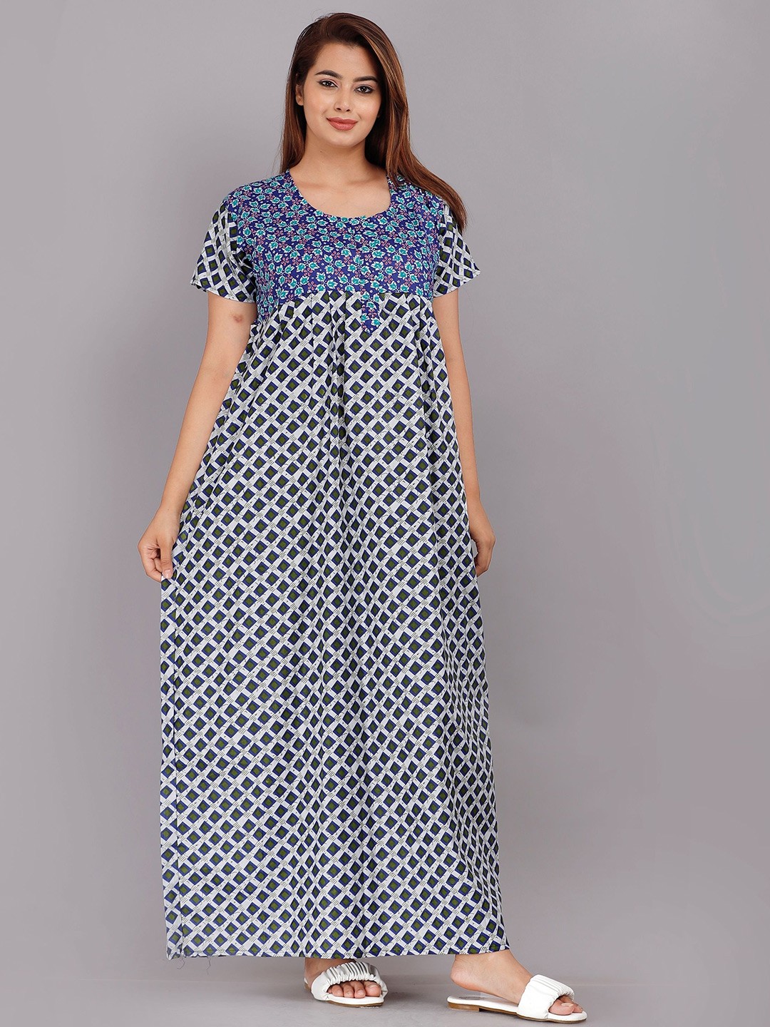 

PR PINK ROYAL Printed Maxi Nightdress, Blue