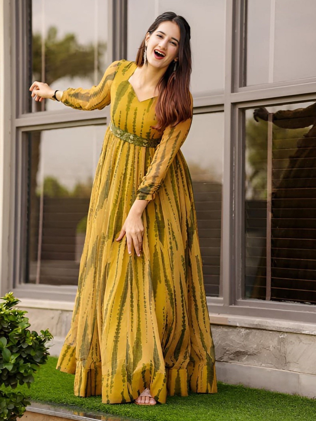 

Femvy Women Tie and Dye Dyed Maxi Dress, Yellow
