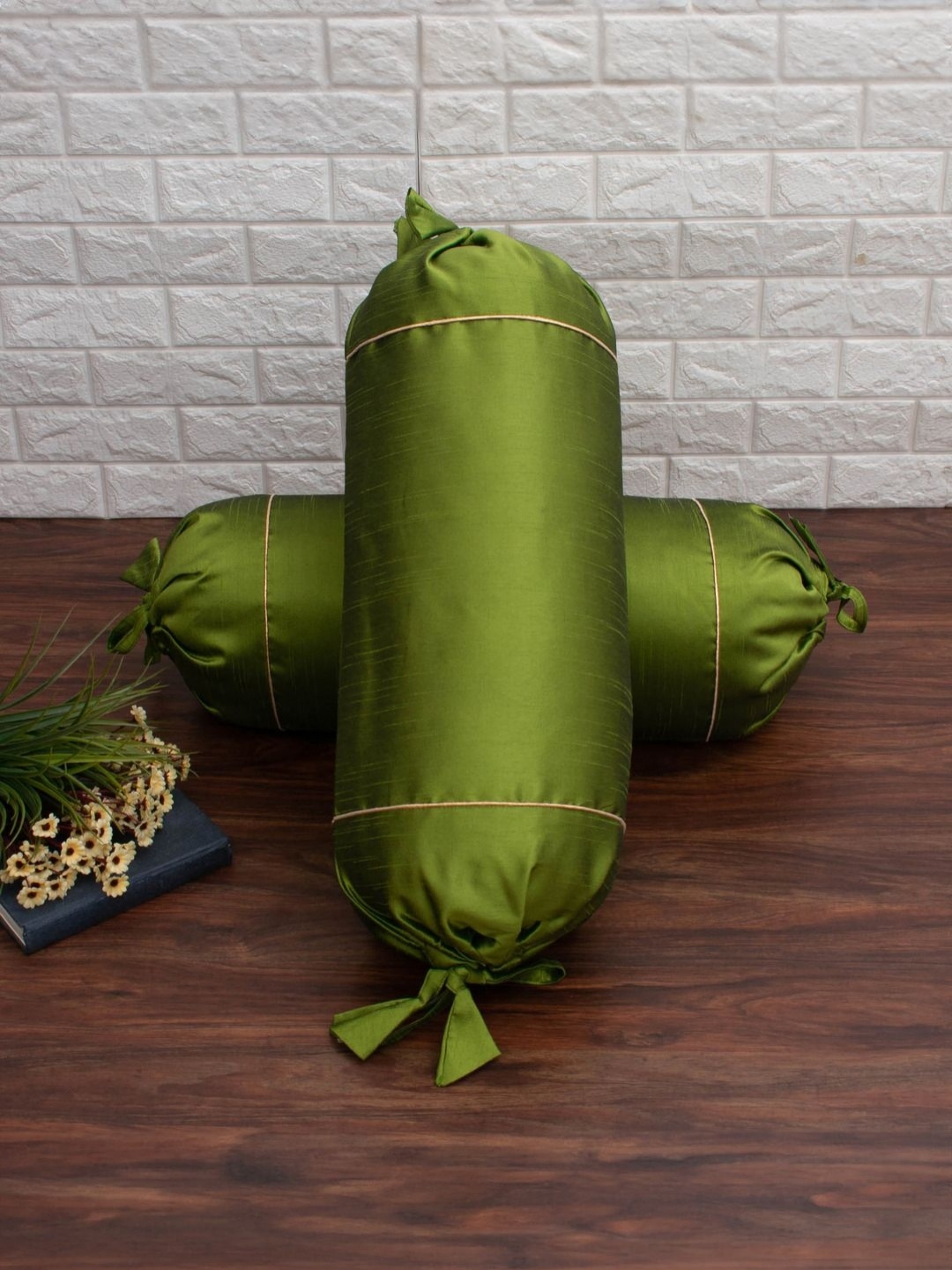 

RoyalDeco 2-Pcs Olive BolsterCovers